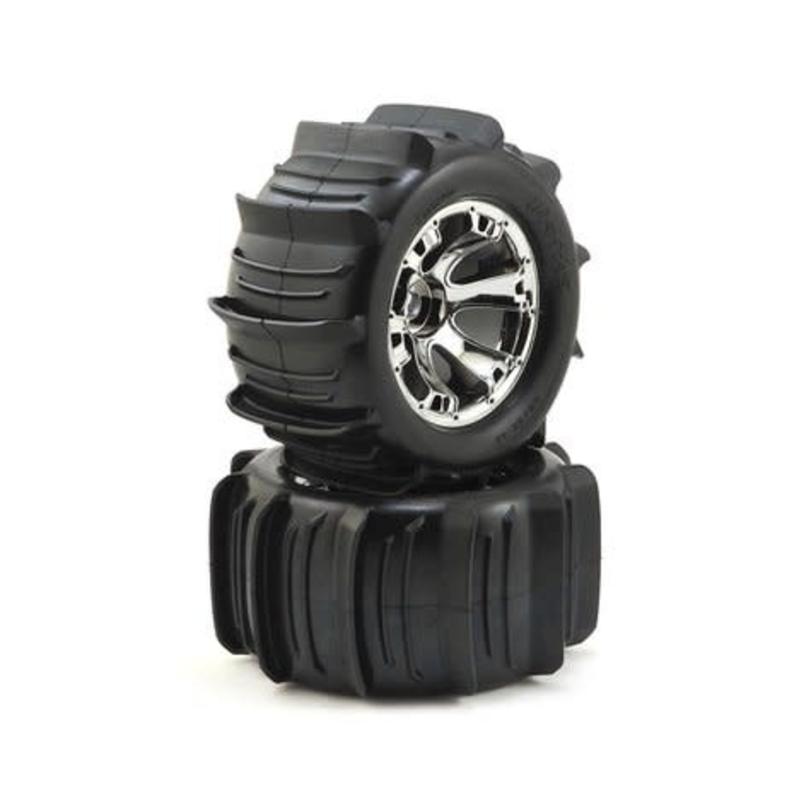 Traxxas Traxxas Paddle Tires 3.8" Pre-Mounted Tires w/17mm Geode Wheels (2) (Chrome) #5672