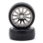 LaTrax Traxxas LaTrax Pre-Mounted Slick Tires & 12-Spoke Wheels (Black Chrome) (2) #7573A
