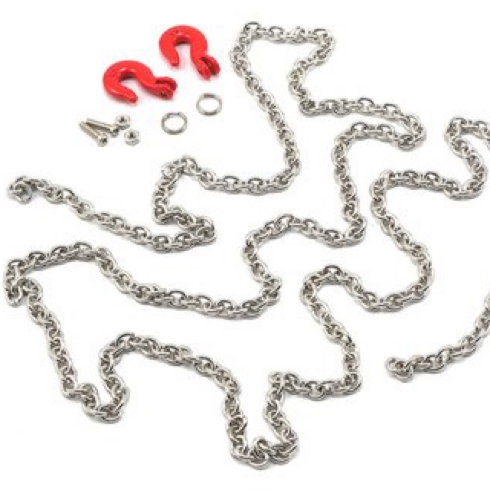 Yeah Racing #YA-0357 Yeah Racing 96cm 1/10 Crawler Scale Steel Chain Accessory w/Red Hooks (Silver)