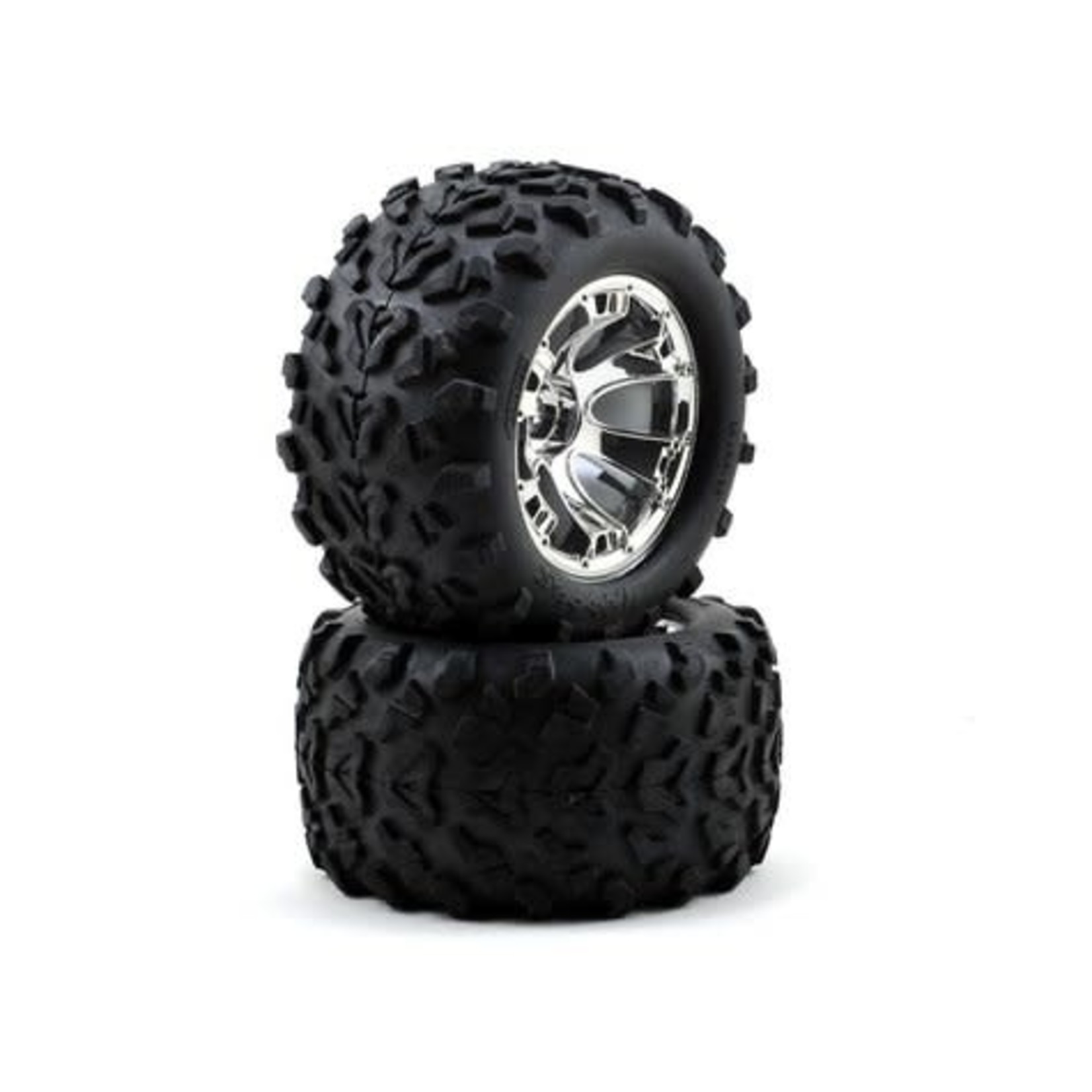 Traxxas Traxxas Pre-Mounted Monster Truck Tires w/17mm Geode Wheels (2) (Chrome) #5674