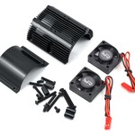Yeah Racing #YA-0261BK Yeah Racing 1/8 Twin Tornado Fan Aluminum Heat Sink w/2 Fans (Black) (40.8mm Diameter)