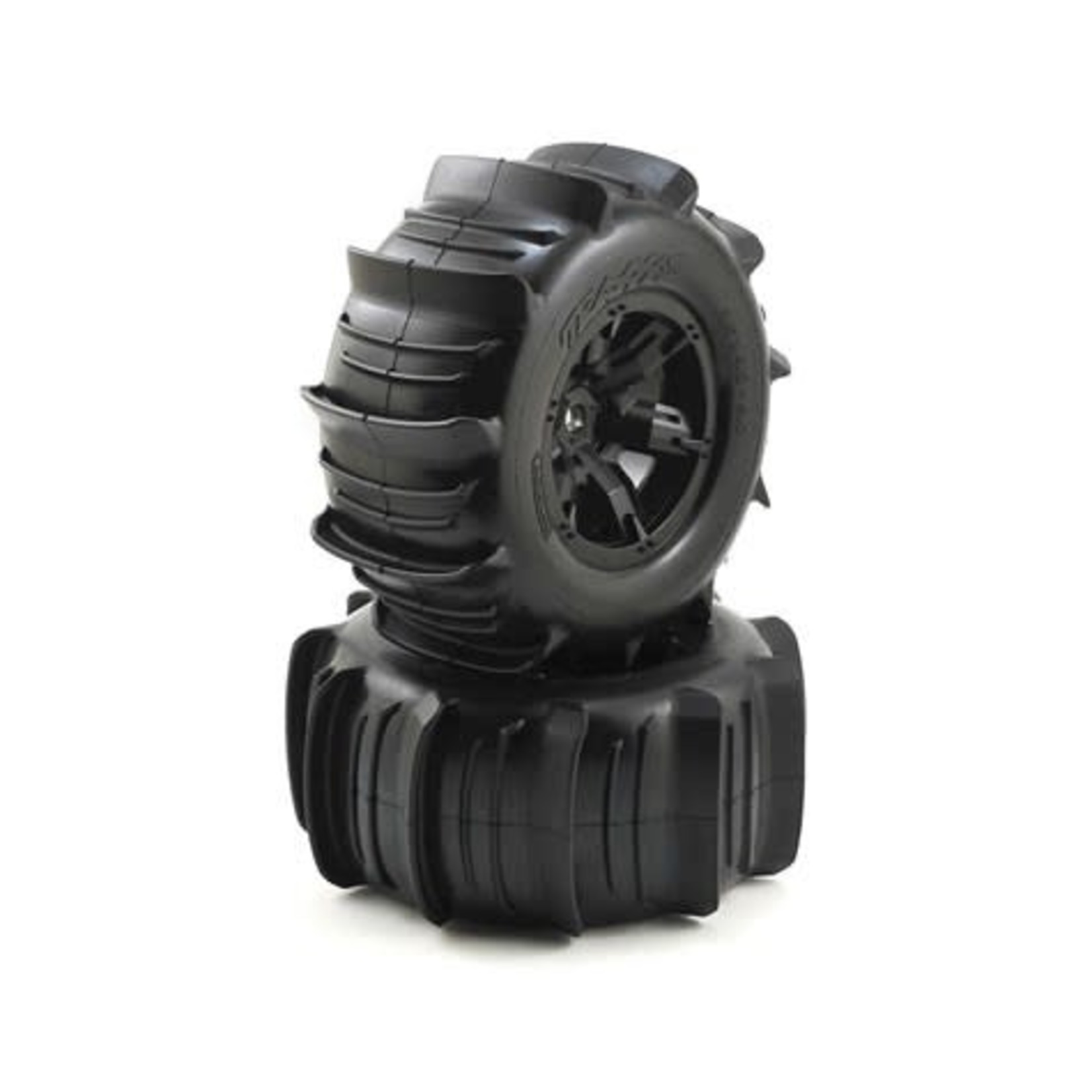 Traxxas #7773  Traxxas X-Maxx Pre-Mounted Paddle Tires & Wheels (2) (Black)