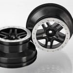 Traxxas Traxxas Wheels, SCT Split-Spoke, black, satin chrome beadlock style, dual profile (2.2" outer, 3.0" inner) (2WD front) (2) #5886