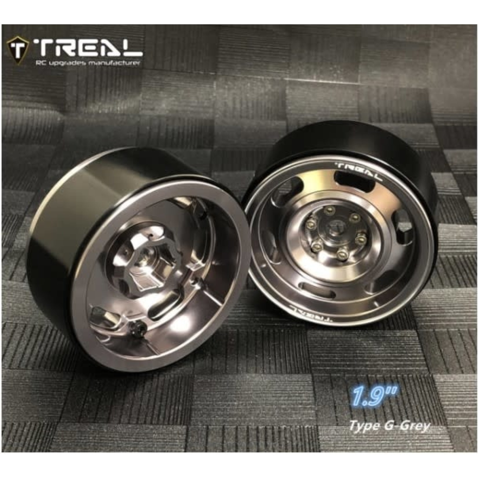 Treal #X0030DEJAH Treal Metal 1.9 Beadlock Wheel Rims 4pcs Vintage Design Wheel Hub for Wagon Wheel 1:10 RC Crawler -Type G (Gray)