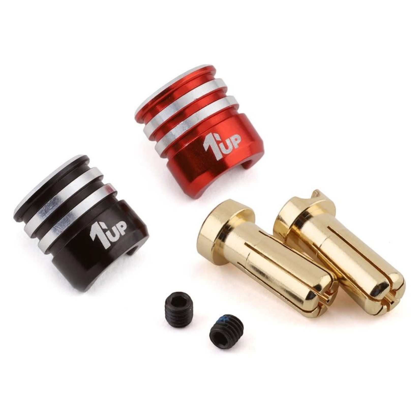 1UP Racing 1UP Racing Heatsink Bullet Plug Grips w/5mm Bullets (Black/Red) #190436