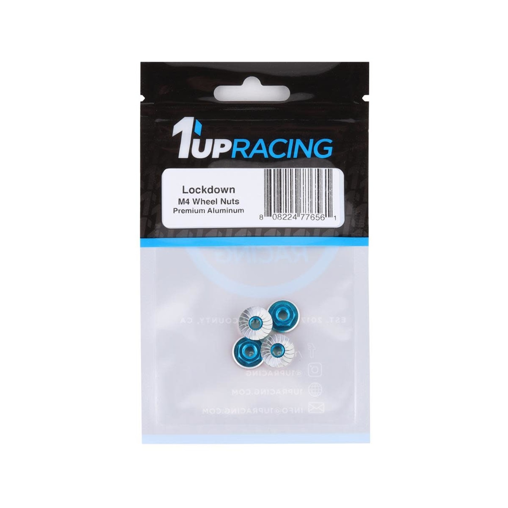 1UP Racing 1UP Racing Lockdown UltraLite 4mm Serrated Wheel Nuts (Bright Blue) (4) #80511