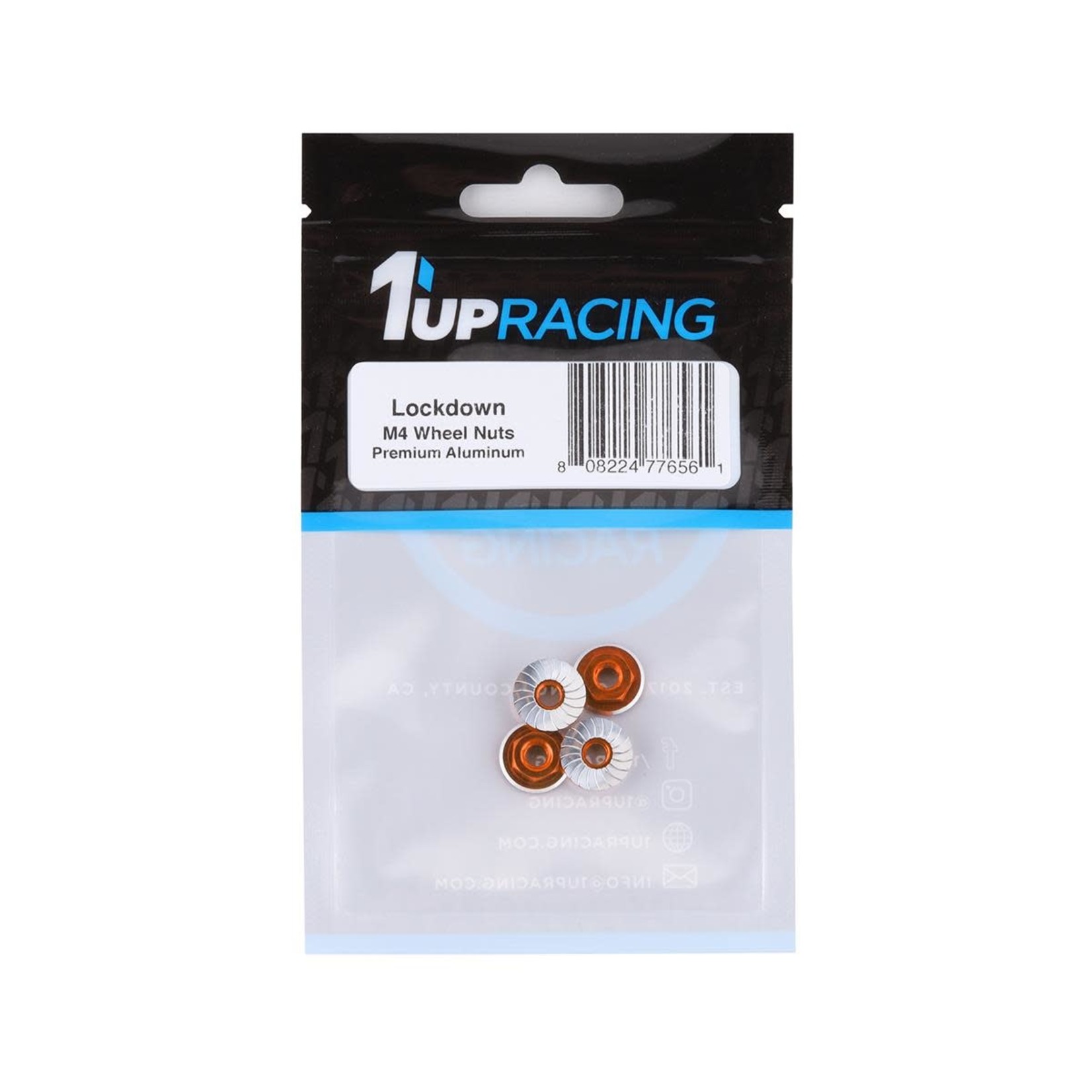 1UP Racing 1UP Racing Lockdown UltraLite 4mm Serrated Wheel Nuts (Orange) (4) #80551