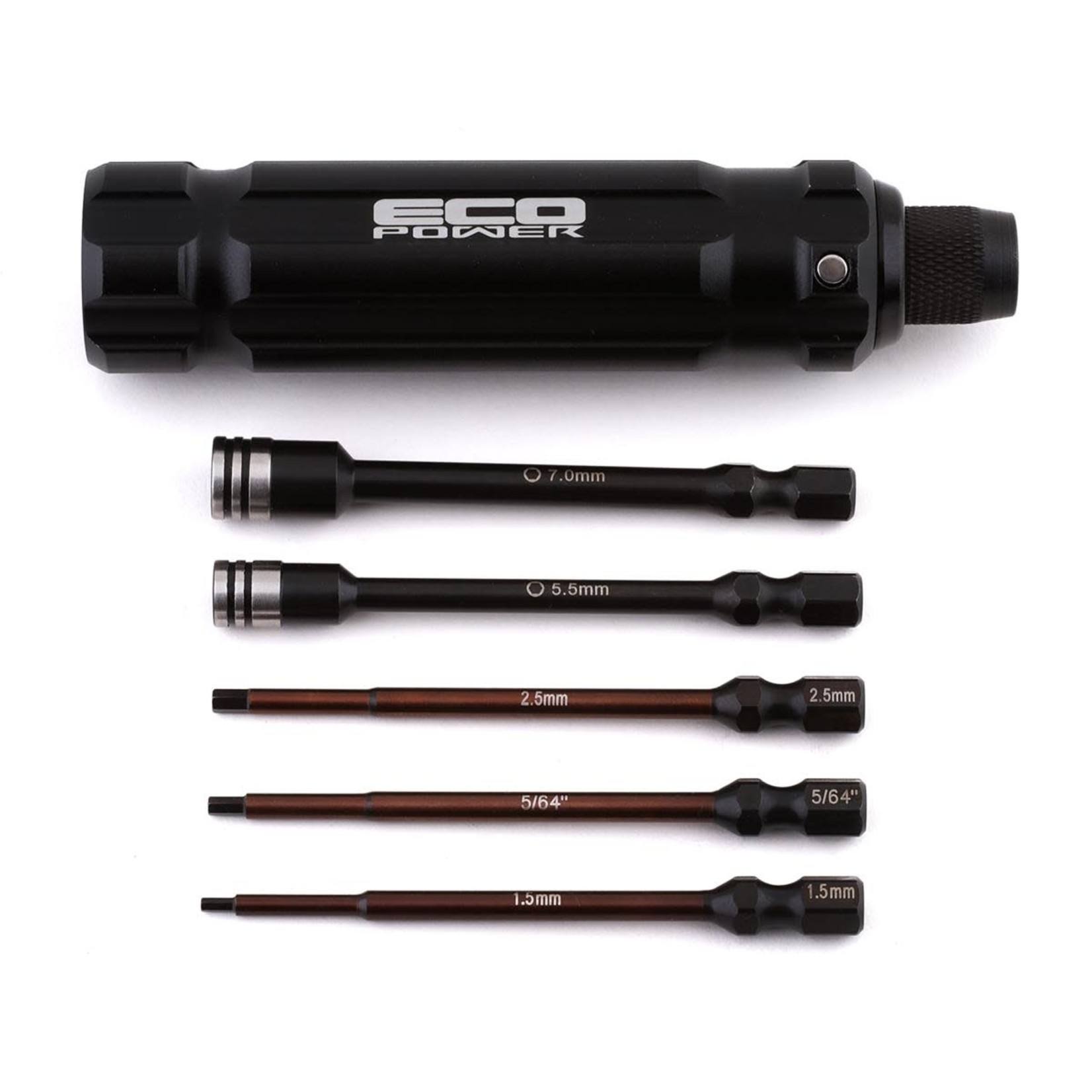 EcoPower EcoPower 5-Piece 1/4" Hex & Nut Driver Set (1.5, 2.0, 2.5mm Hex and 5.5, 7mm Nut Driver) #ECP-3030