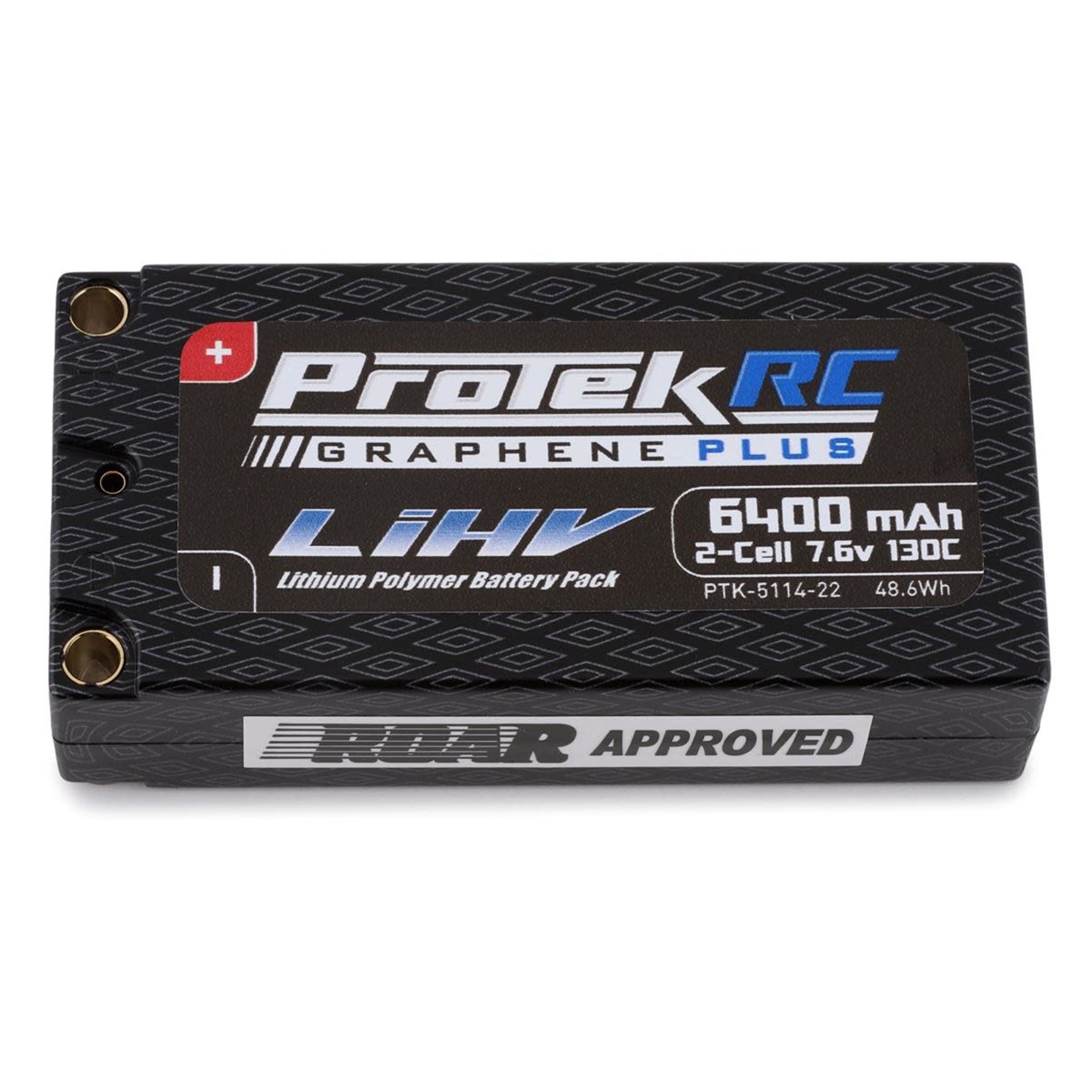 ProTek RC #PTK-5114-22 ProTek RC 2S 130C Low IR Si-Graphene + HV Shorty LiPo Battery (7.6V/6400mAh) w/5mm Connectors (ROAR Approved)