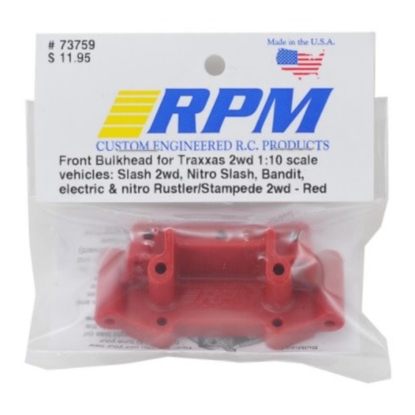 RPM RPM Traxxas 2WD Front Bulkhead (Red) #73759