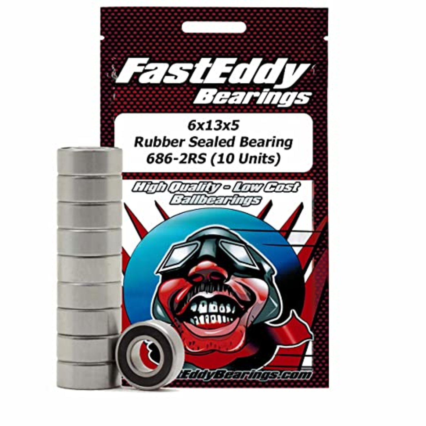 FastEddy FastEddy 6x13x5 Rubber Sealed Bearing 686-2RS (10 Units) #TFE2573