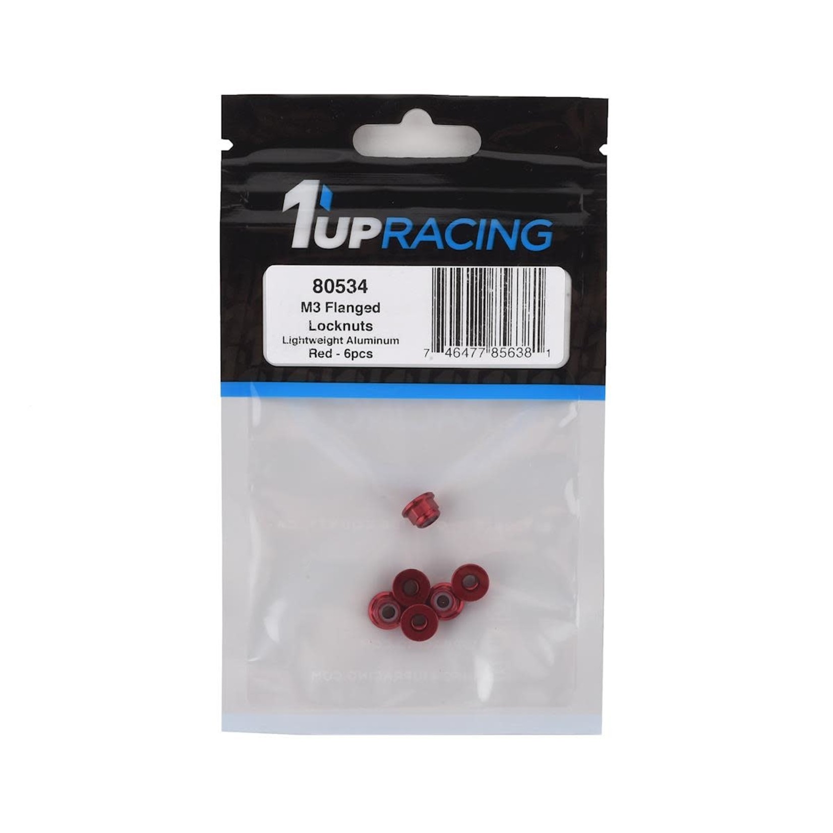 1UP Racing 1UP Racing 3mm Aluminum Flanged Locknuts (Red) (6) #80534