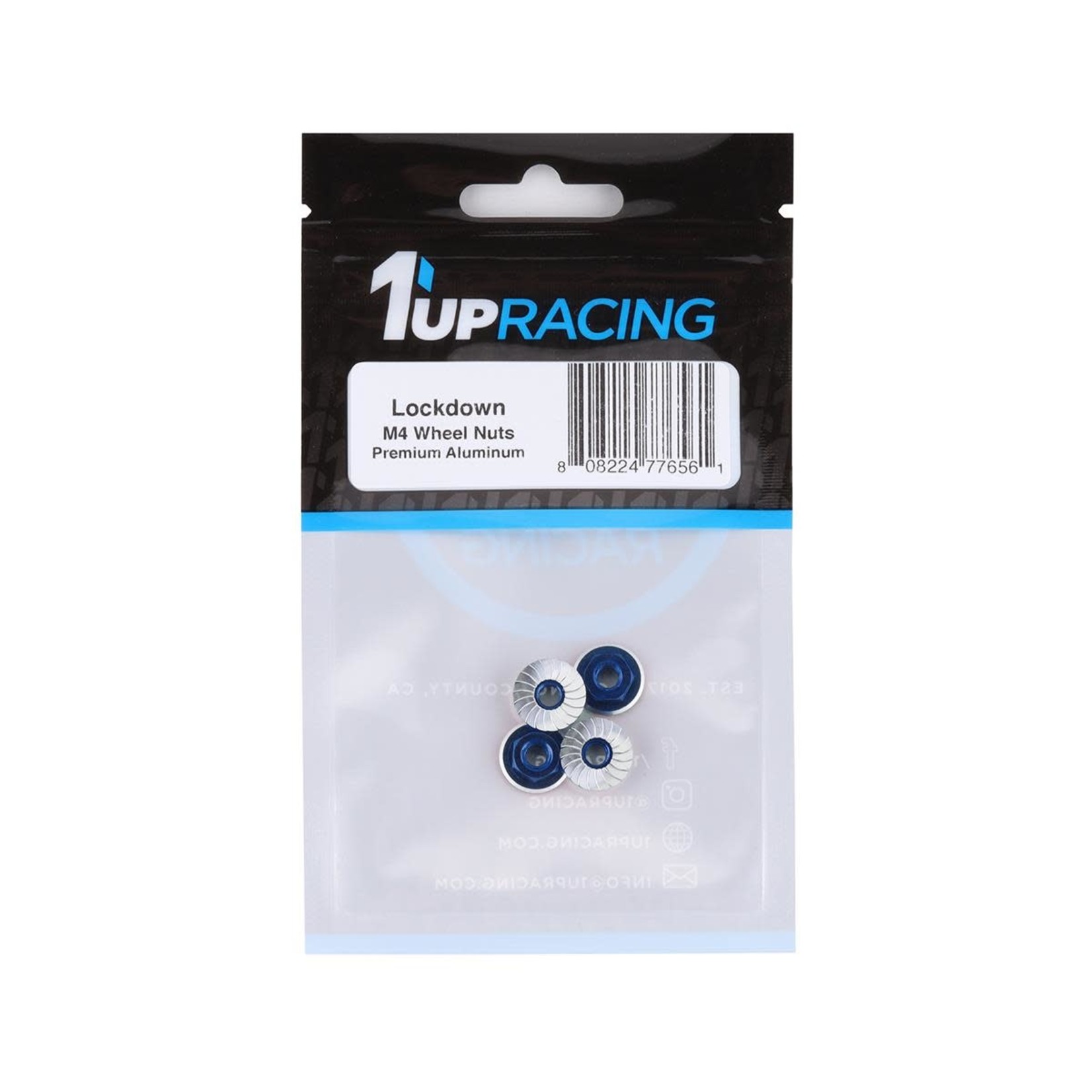 1UP Racing 1UP Racing Lockdown UltraLite 4mm Serrated Wheel Nuts (Dark Blue) (4) #80591