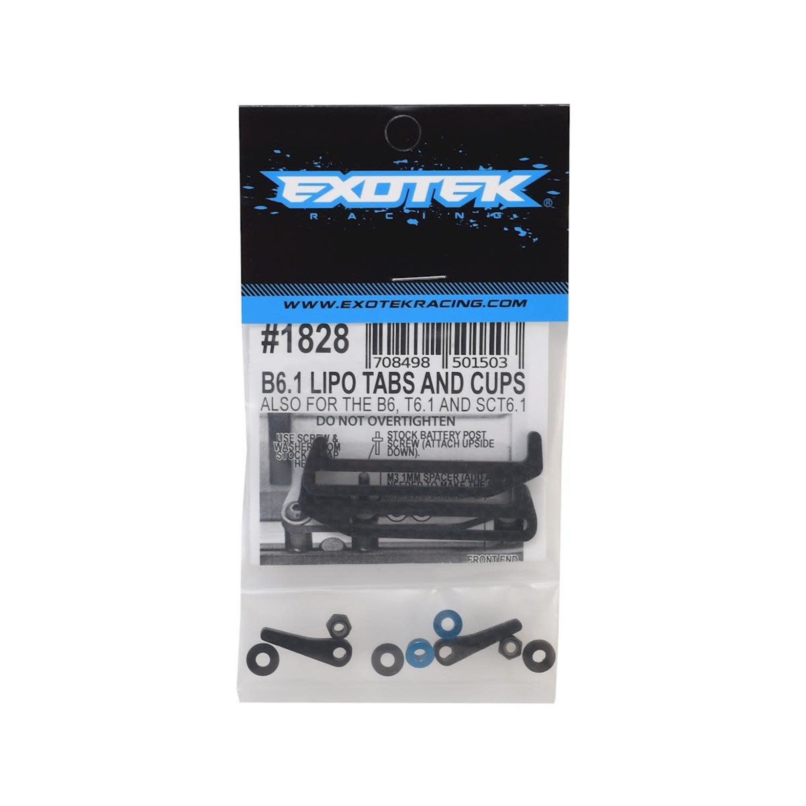 Exotek Exotek Carbon Fiber B6.1/B6.1D LiPo Tabs & Cups Set (Battery Brace) #1828