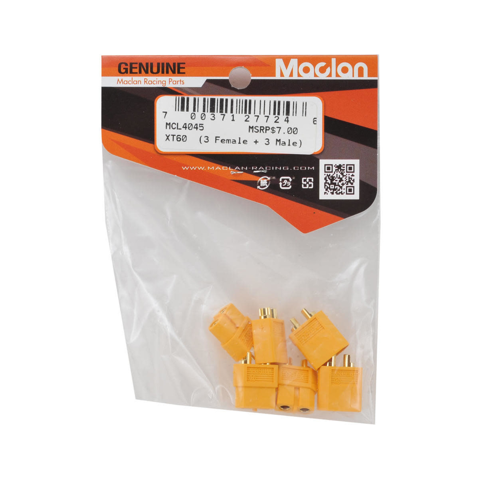 Maclan #MCL4045 Maclan XT60 Connectors (3 FEMALE + 3 MALE)