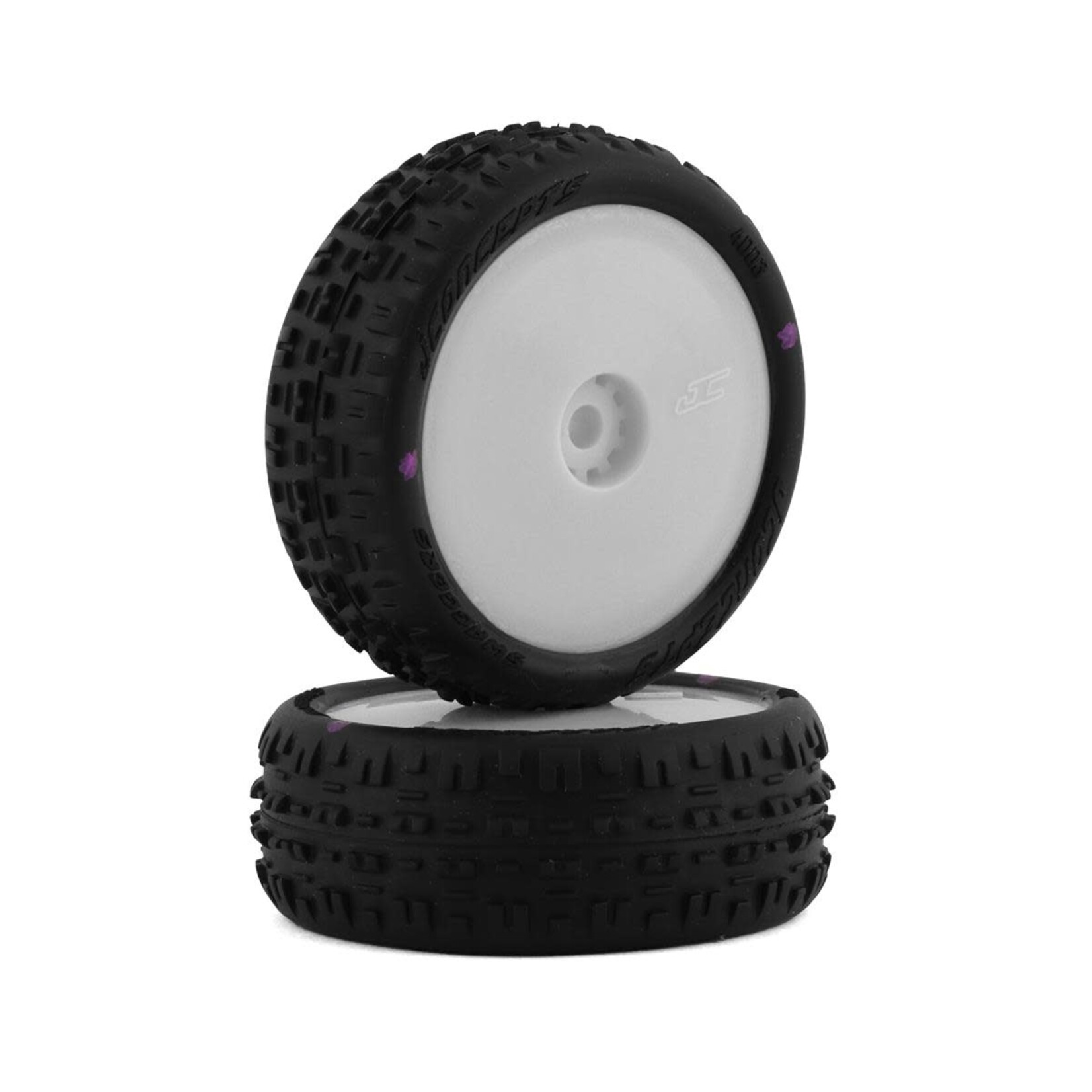 JConcepts #4003-101011 JConcepts Mini-B Swagger Pre-Mounted Front Tires (White) (2) (Pink)