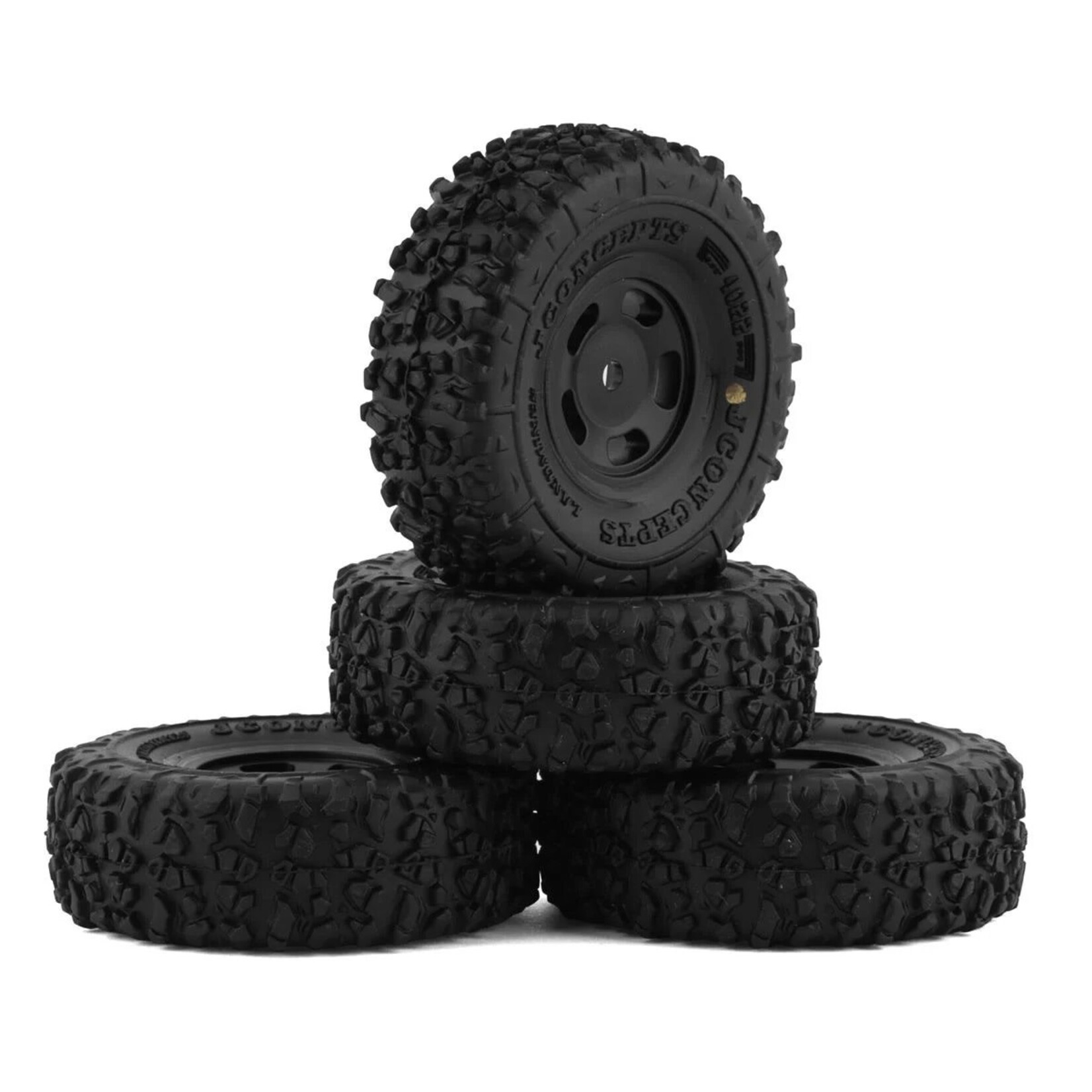 JConcepts #4022-35911 JConcepts Landmines 1.0" Pre-Mounted Tires w/Glide 5 Wheels (Black) (4) (Gold) w/7mm Hex
