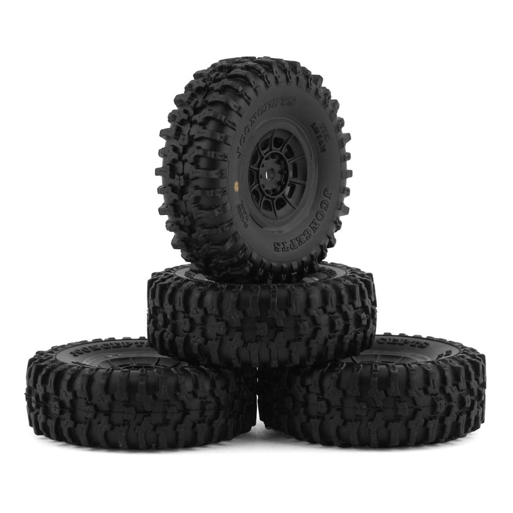 JConcepts #4023-3594 JConcepts Tusk 1.0" Pre-Mounted Tires w/Hazard Wheel (Black) (4) (Gold) w/7mm Hex