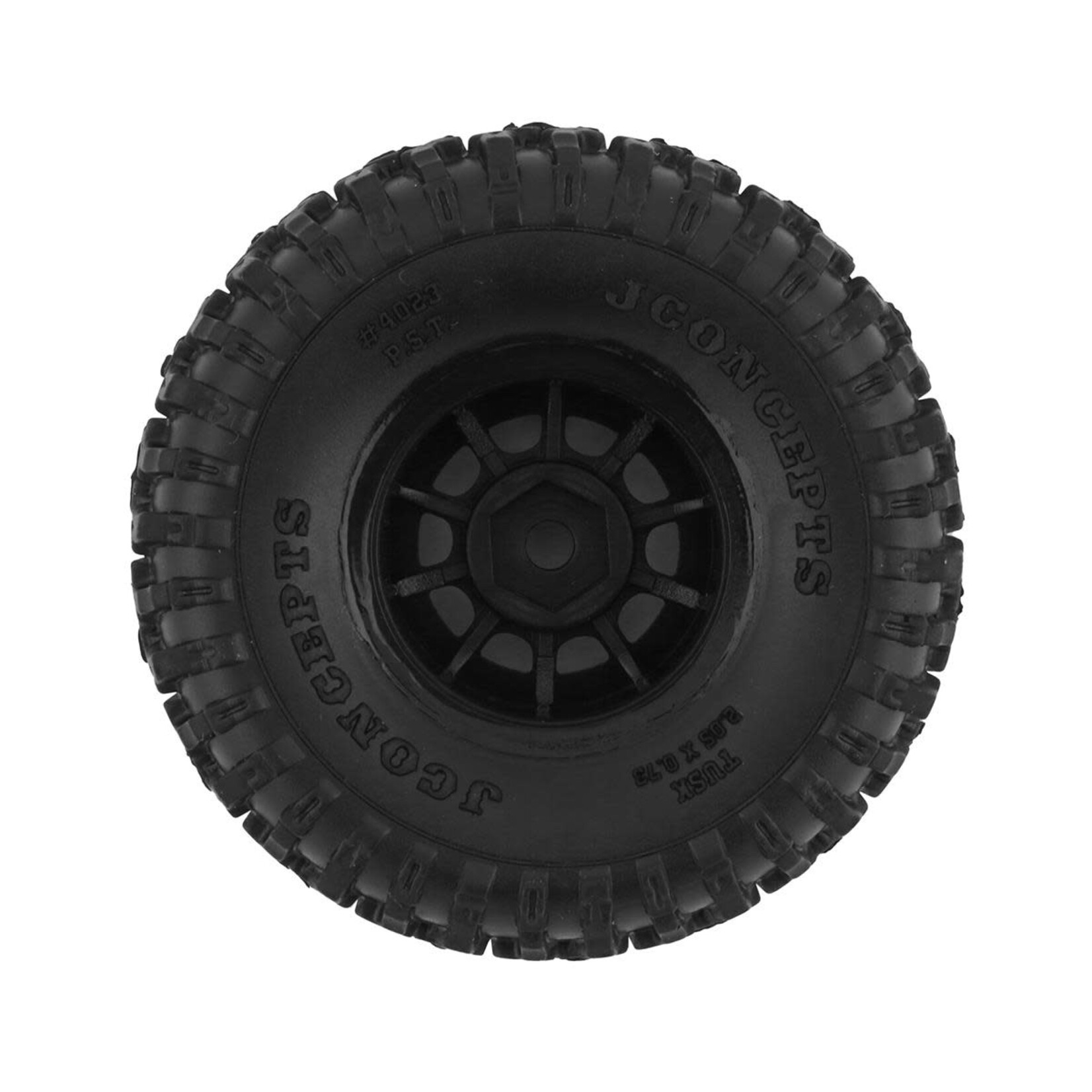 JConcepts #4023-3594 JConcepts Tusk 1.0" Pre-Mounted Tires w/Hazard Wheel (Black) (4) (Gold) w/7mm Hex