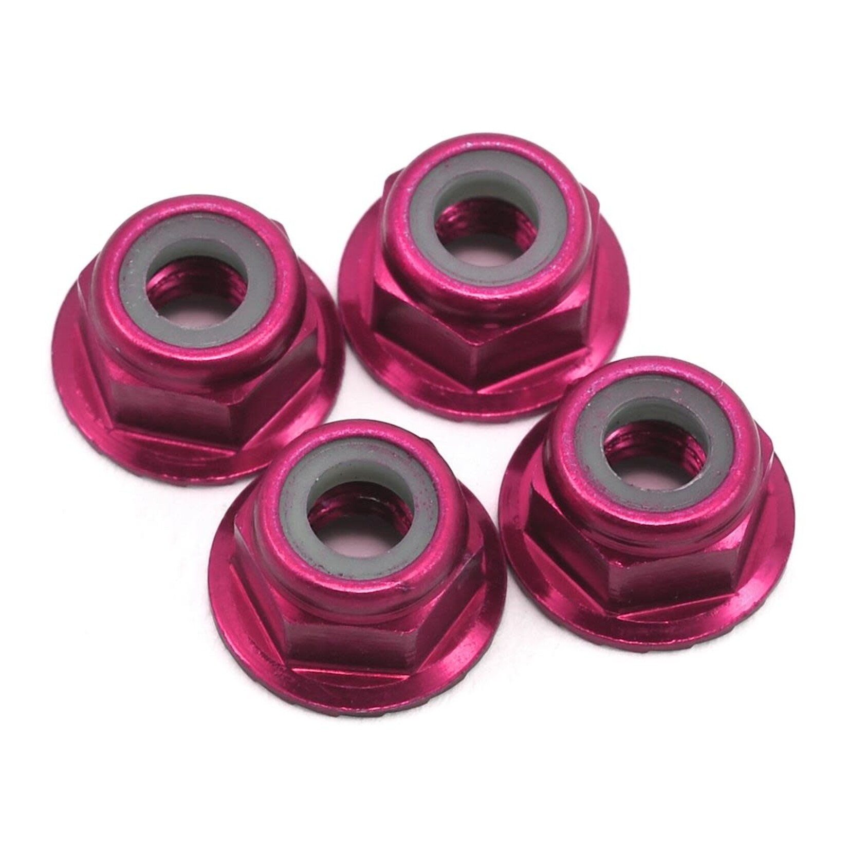 Traxxas #1747P Traxxas 4mm Aluminum Flanged Serrated Nuts (Pink) (4)
