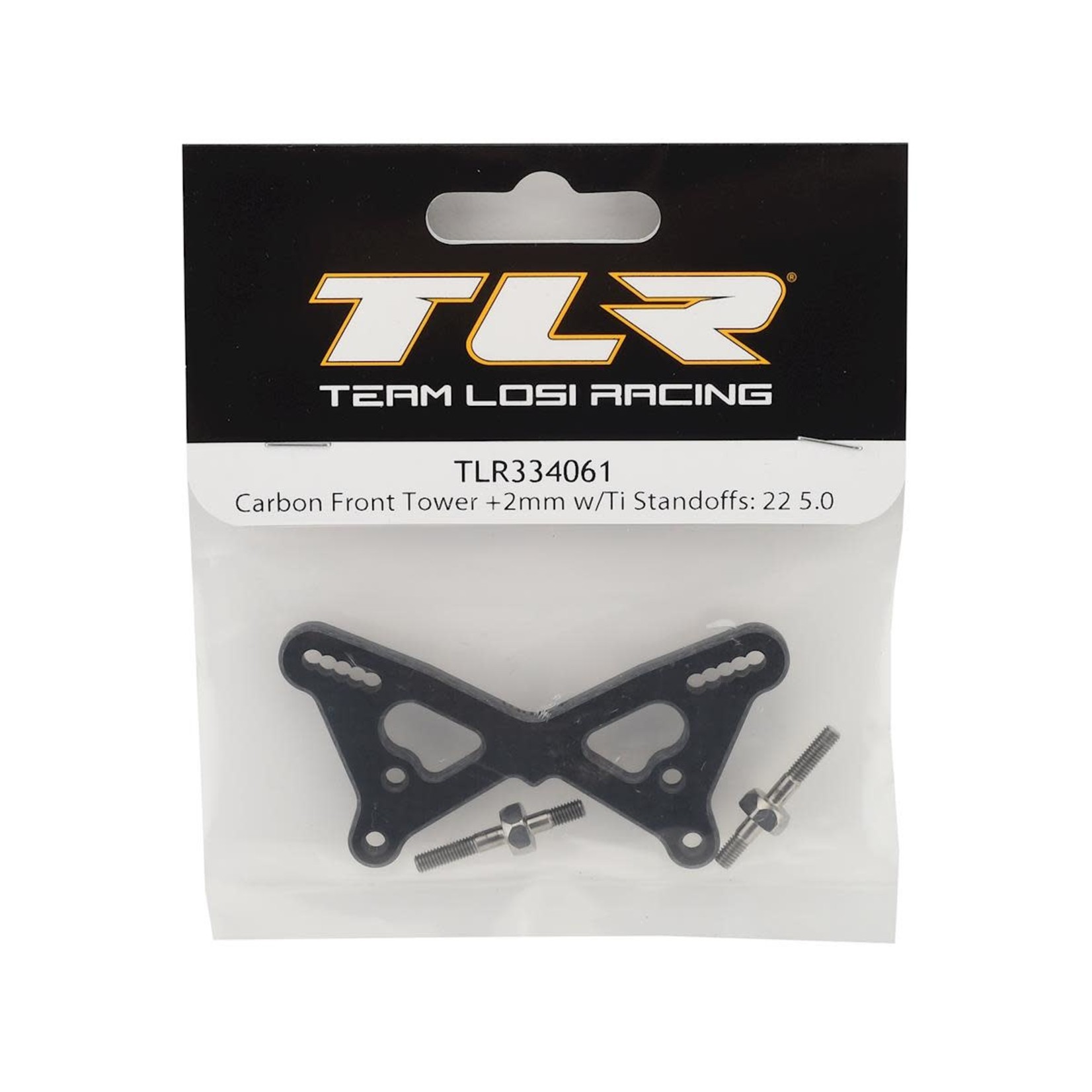 TLR Team Losi Racing 22 5.0 +2mm Carbon Front Tower w/Titanium Standoffs #TLR334061