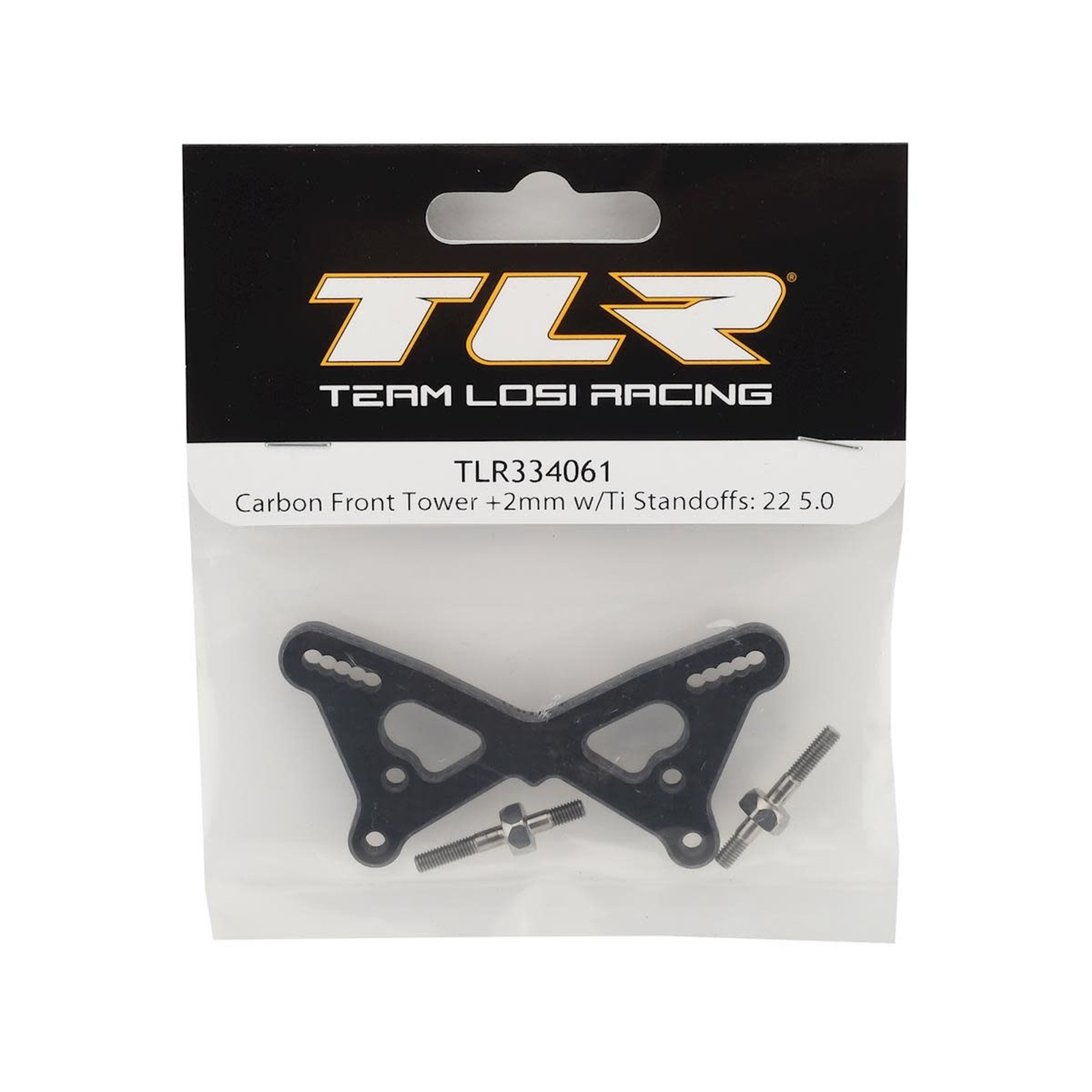 TLR #TLR334061 Team Losi Racing 22 5.0 +2mm Carbon Front Tower w/Titanium Standoffs