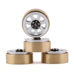 Samix #SAMSCX24-6669SC2  Samix SCX24 Aluminum & Brass 1.0" Beadlock Wheel Set w/Scale Hubs (Silver) (4)