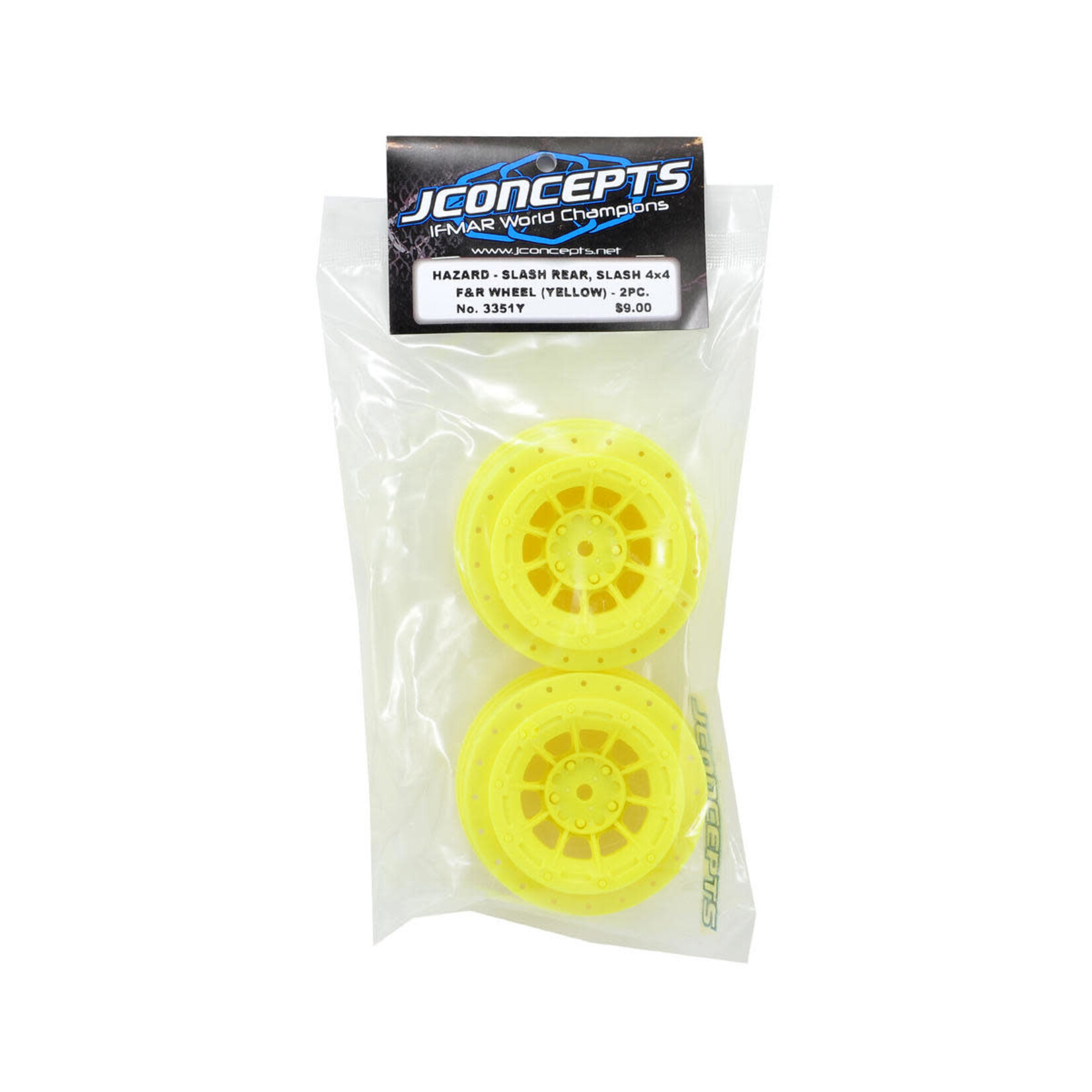 JConcepts #3351Y JConcepts 12mm Hex Hazard Short Course Wheels (Yellow) (2) (Slash)