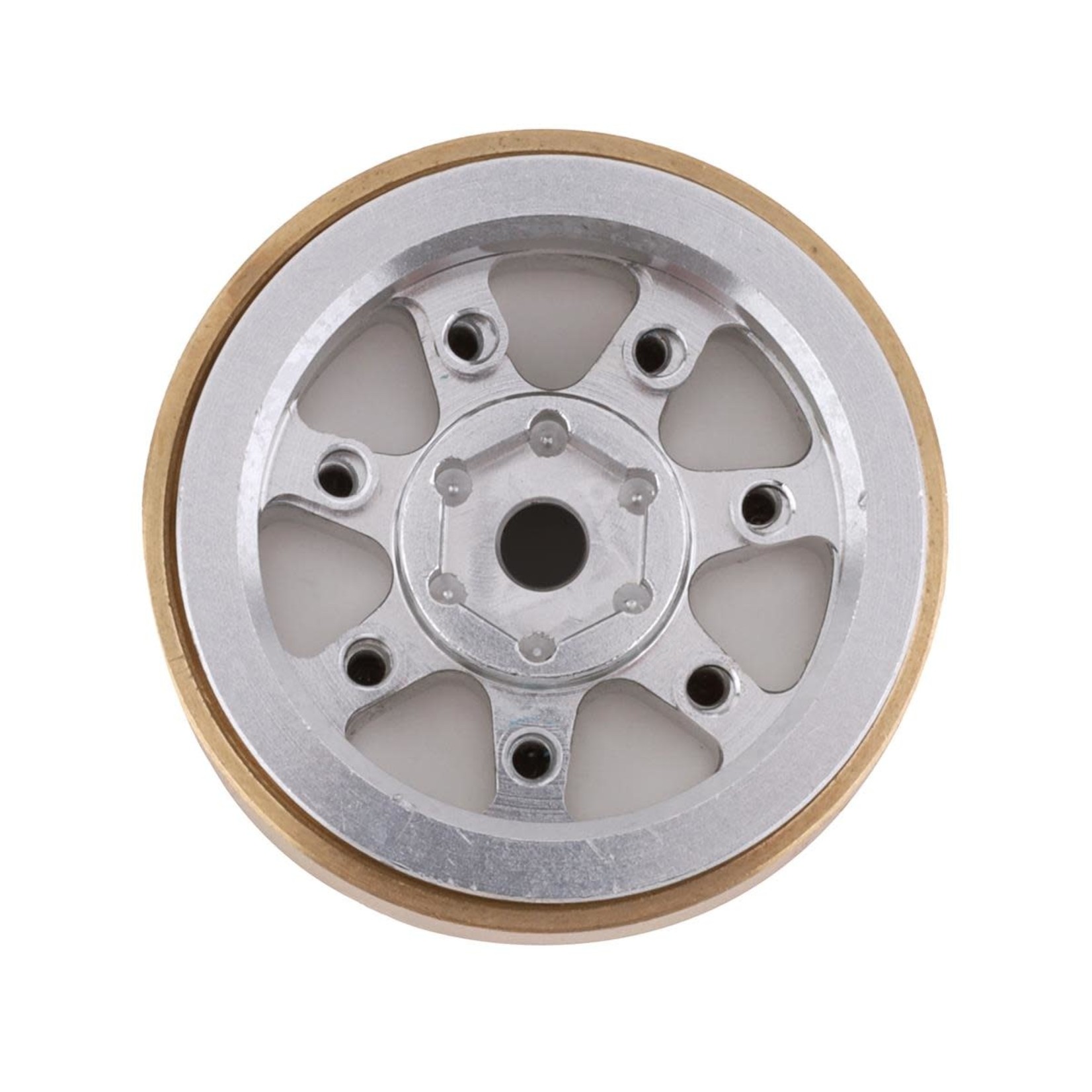 Samix Samix SCX24 Aluminum & Brass 1.0" Beadlock Wheel Set w/Scale Hubs (Silver) (4) #SAMSCX24-6669SC2
