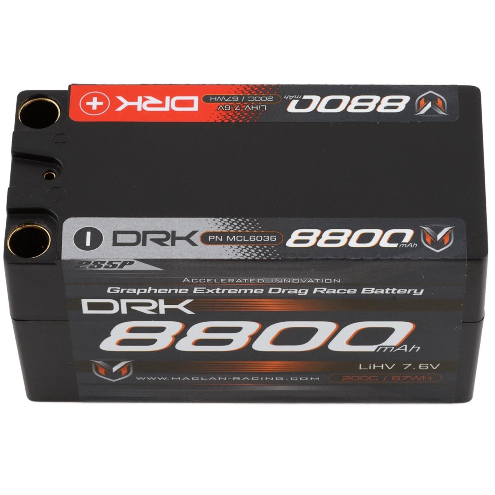 Maclan #MCL6036 Maclan Extreme Drag Race Graphene 2S 200C LiPo Battery (7.4V/8800mAh) w/8mm Bullets