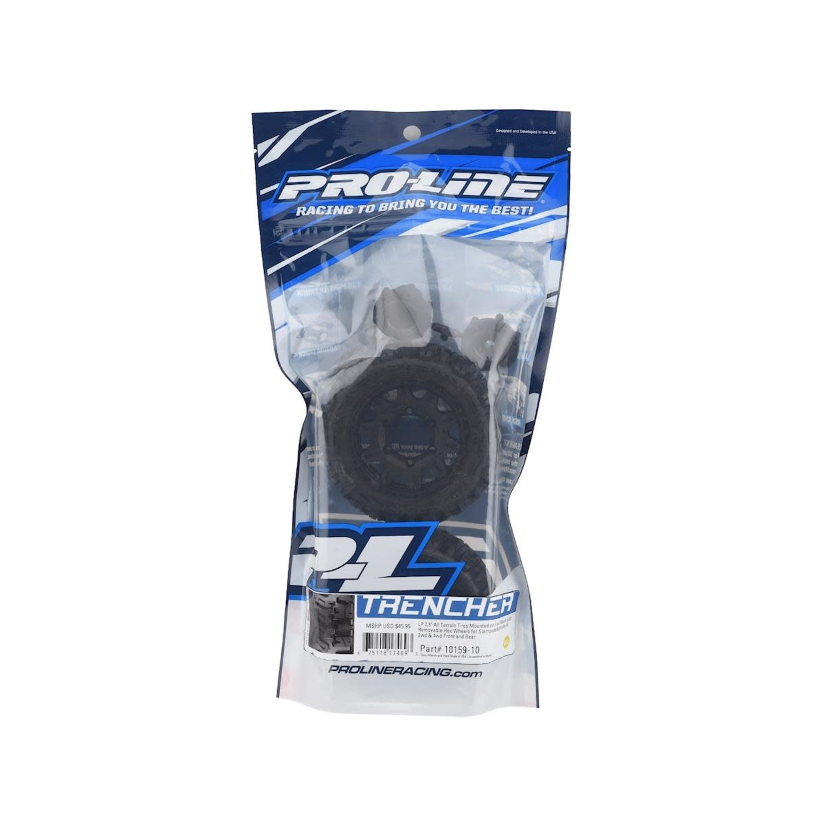 Pro-Line #PRO1015910  ProLine Trencher LP 2.8" Mounted Raid Black 6 x 30 Tires, F/R (2 )