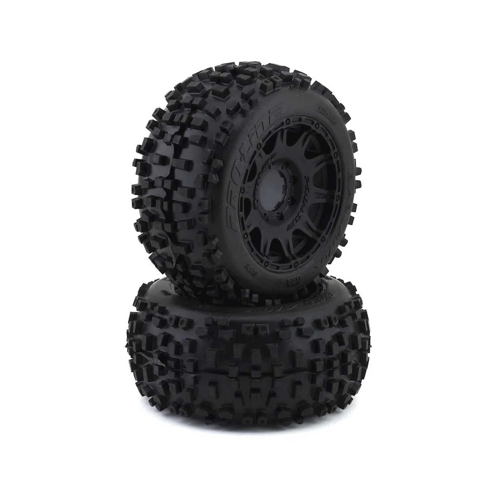 Pro-Line #PRO117810 Pro-Line Badlands 3.8" Pre-Mounted Truck Tires (2) (Black) w/Raid Wheels (M2)