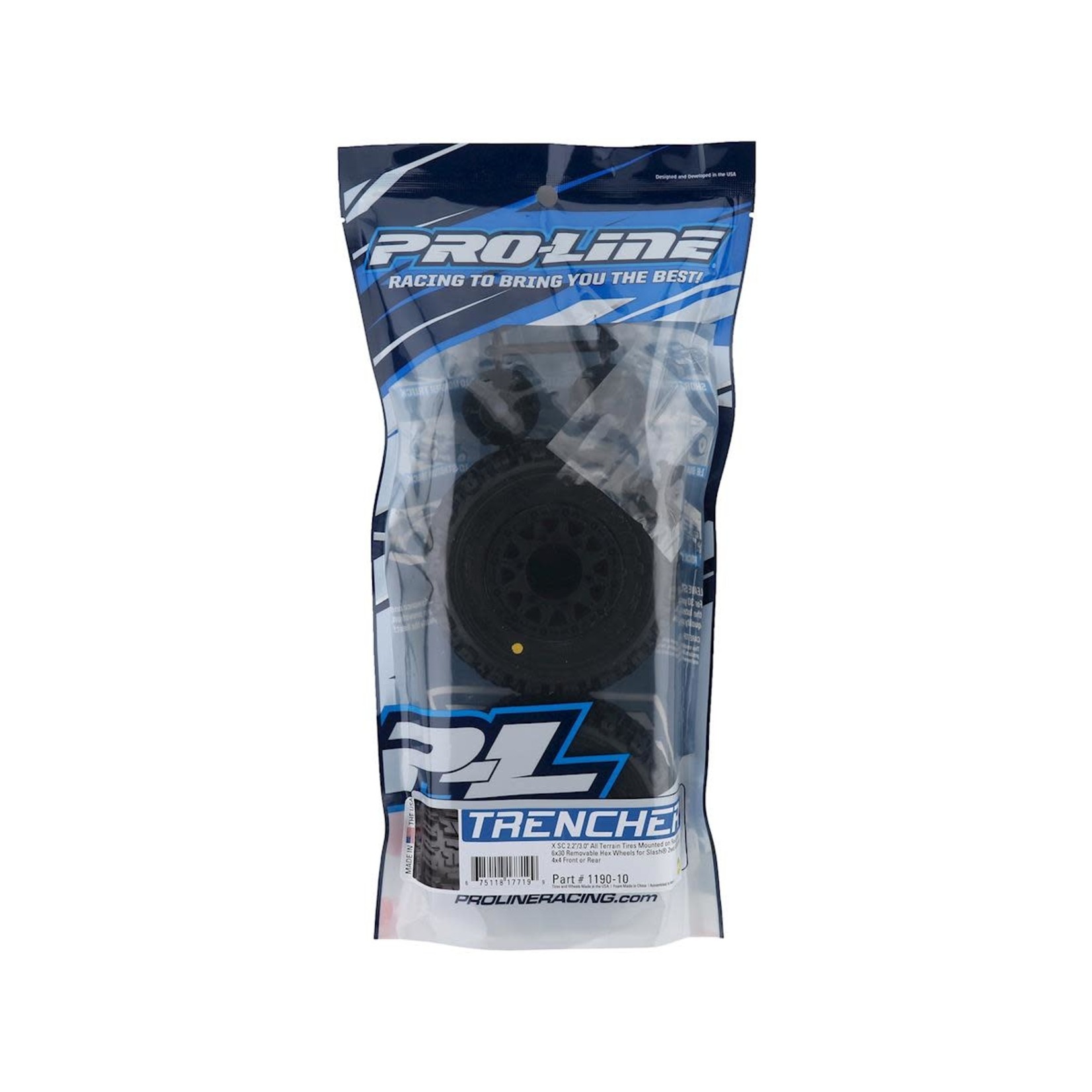Pro-Line #1190-10 Pro-Line Trencher X SC 2.2/3.0 Tires w/Raid Wheels (Black) (2) (M2) w/12mm Removable Hex