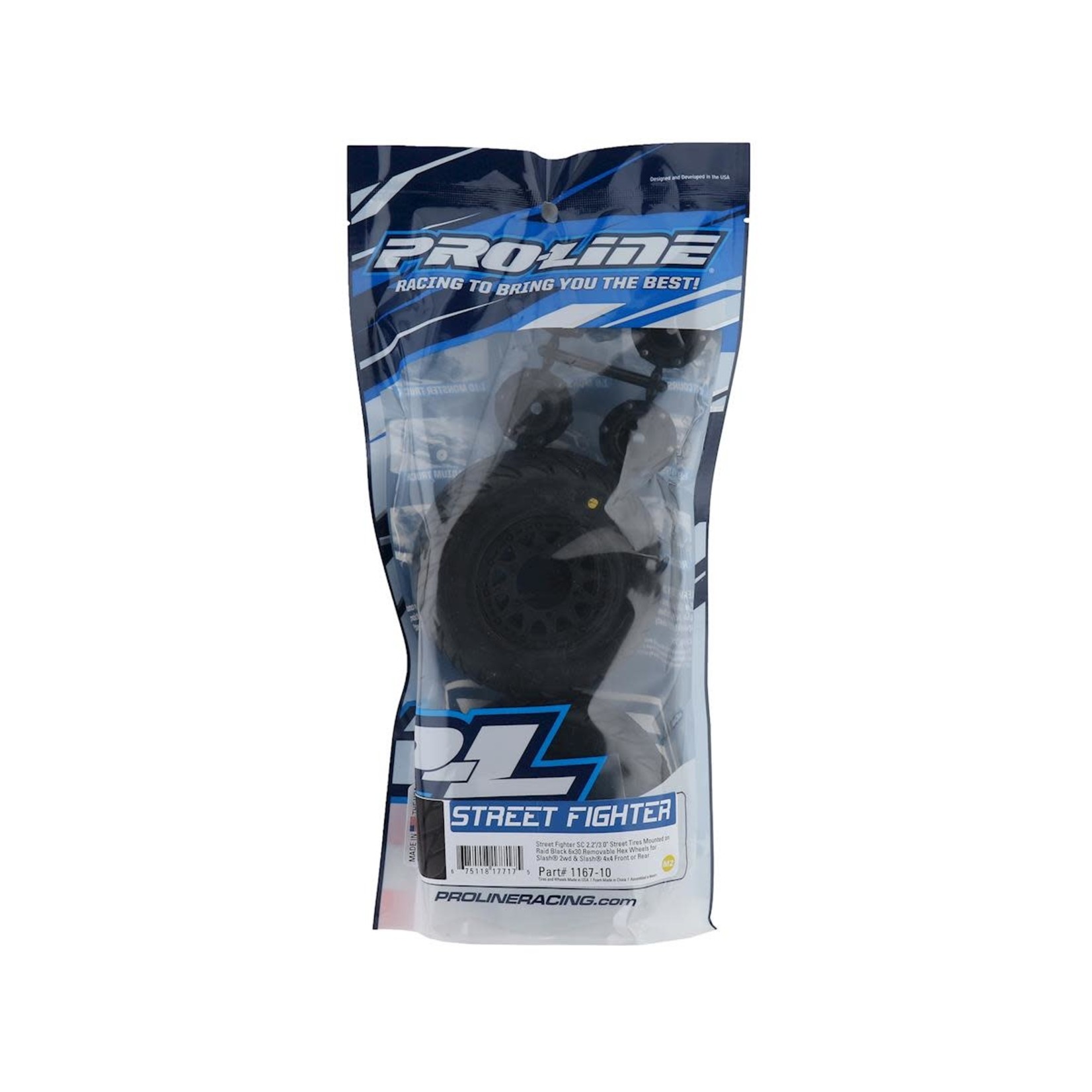 Pro-Line #1167-10 Pro-Line Street Fighter SC 2.2/3.0 Tires w/Raid Wheels (Black) (2) (M2) w/12mm Removable Hex