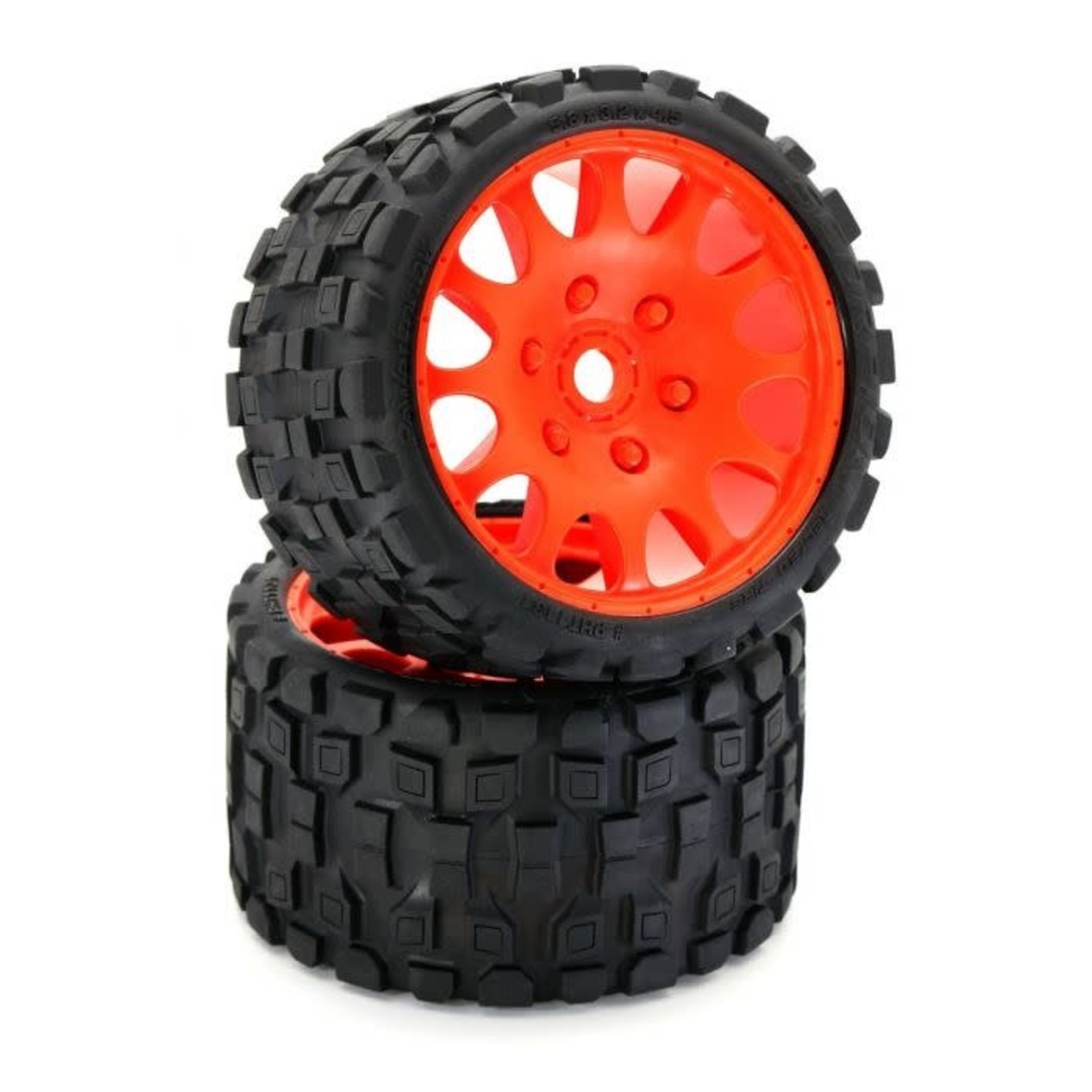 Power Hobby Power Hobby Scorpion Belted Monster Truck Tires/Wheels w/ 17mm Hex (2) Sport-Orange #PHBPHT1131SORANGE