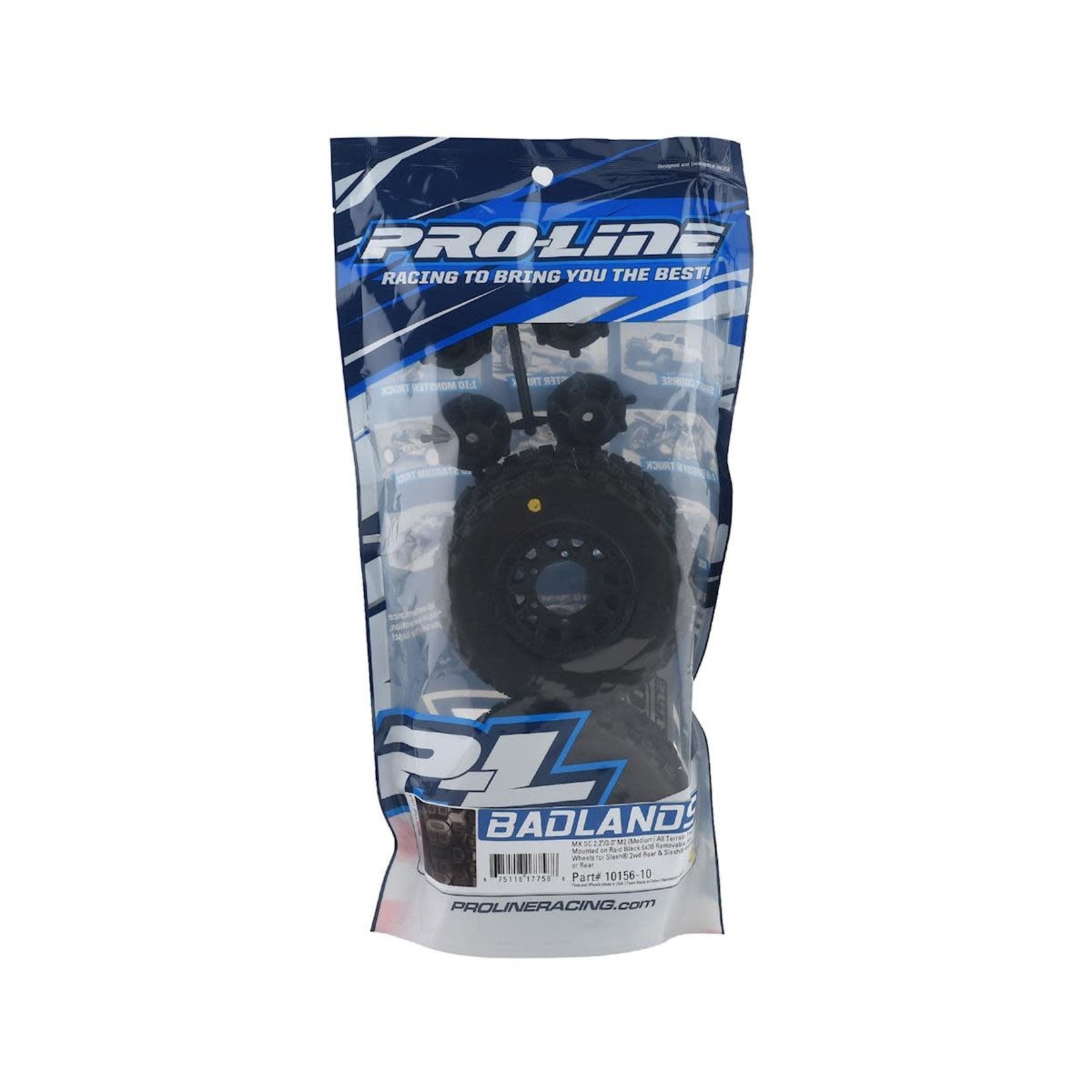 Pro-Line #PRO1015610 Pro-Line Badlands MX SC Tires w/Raid Wheels (Black) (2) (Slash Front) (M2) w/12mm Hex