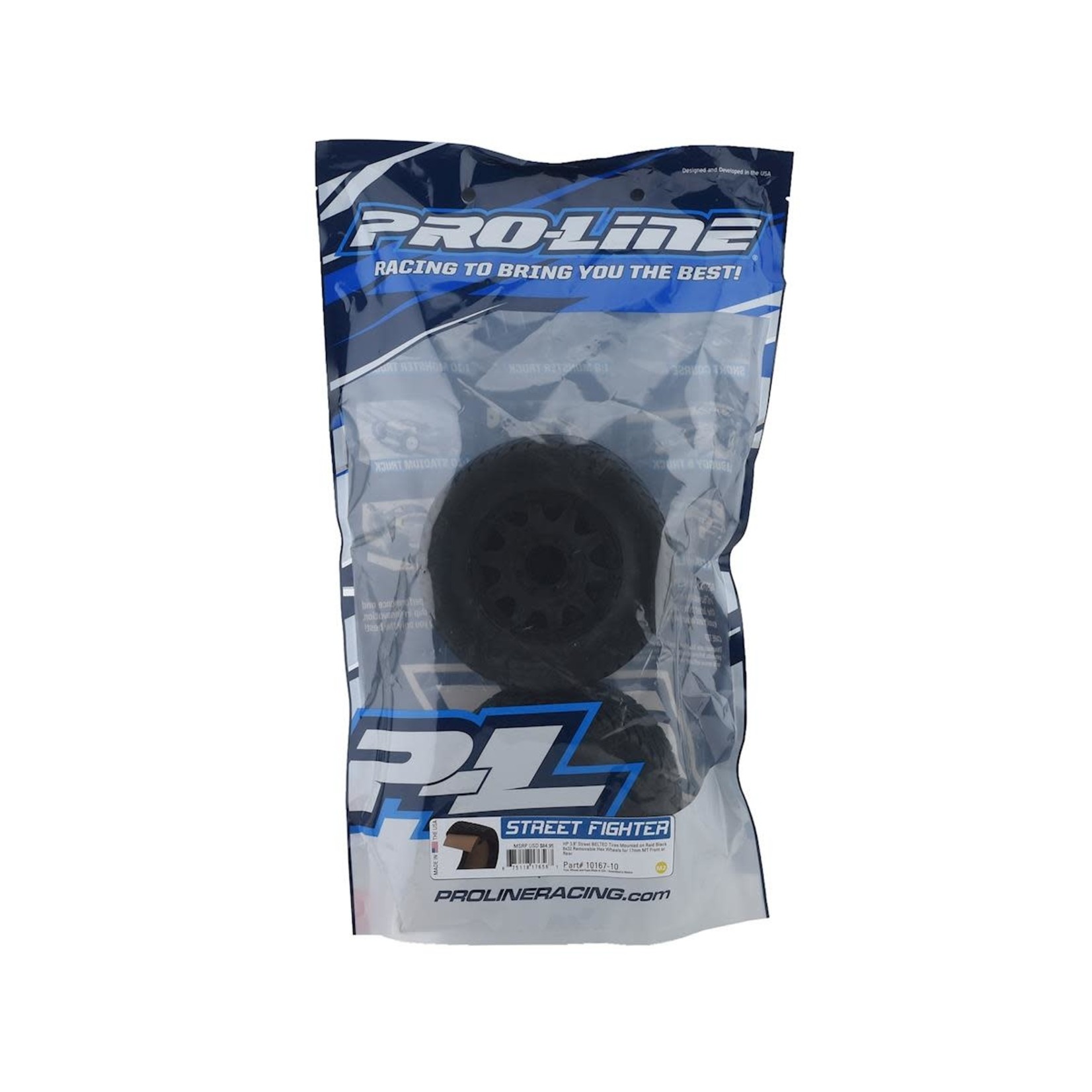 Pro-Line #10167-10  Pro-Line Street Fighter HP 3.8" Belted Tires Pre-Mounted w/Raid Wheels (2) (M2)