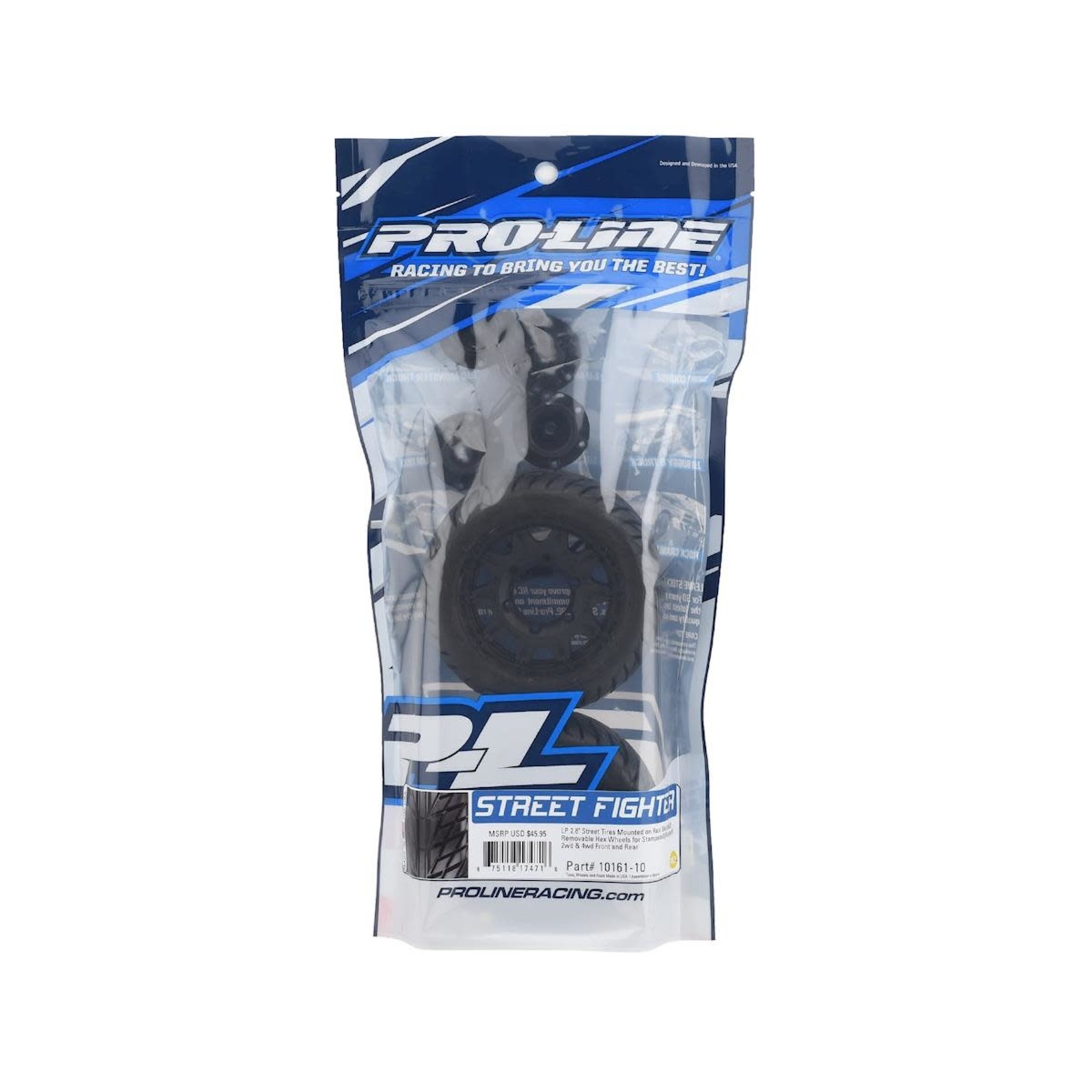 Pro-Line #PRO1016110  Pro-Line Street Fighter LP 2.8" Tires w/Raid Rear Wheels (2) (Black) (M2) w/12mm Removable Hex