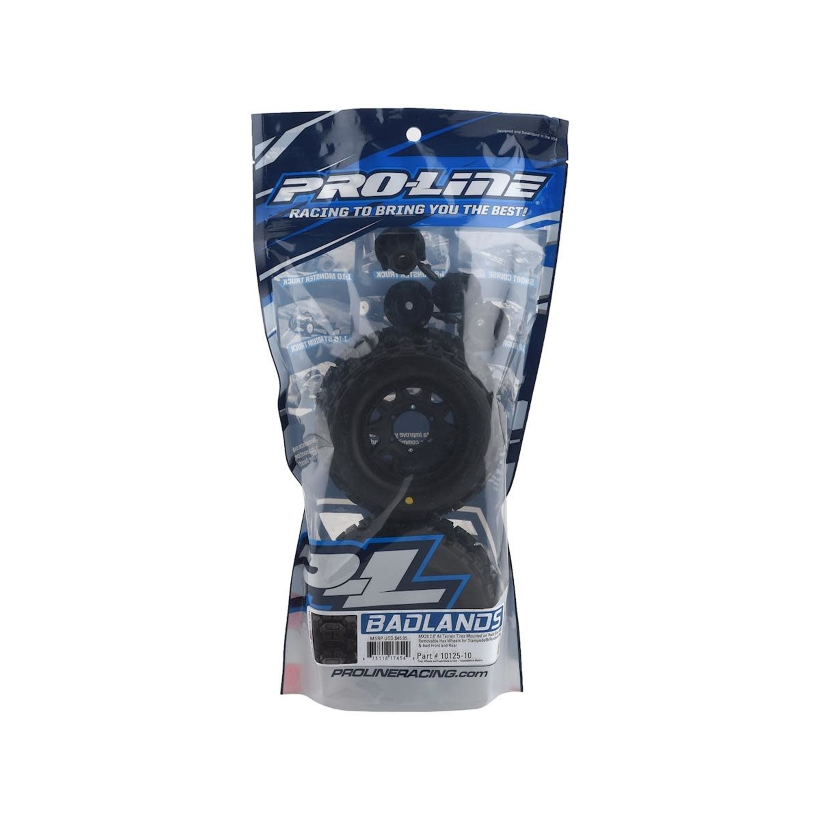 Pro-Line #PRO1012510  ProLine 1/10 Badlands MX28 Fr/Rr 2.8" MT Tires Mounted 12mm Blk Raid (2)