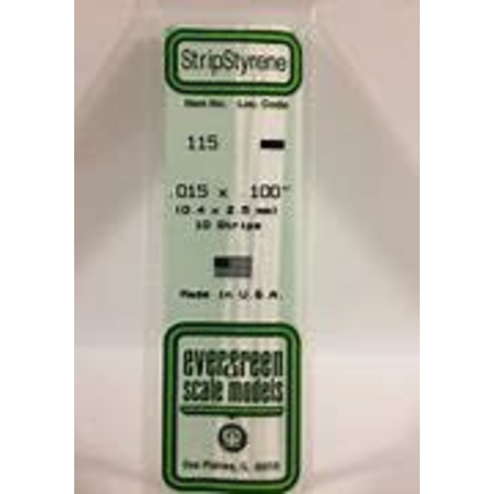 Evergreen Scale Models Evergreen 115 - .015" X .100" OPAQUE WHITE POLYSTYRENE STRIP 787026001159 #115