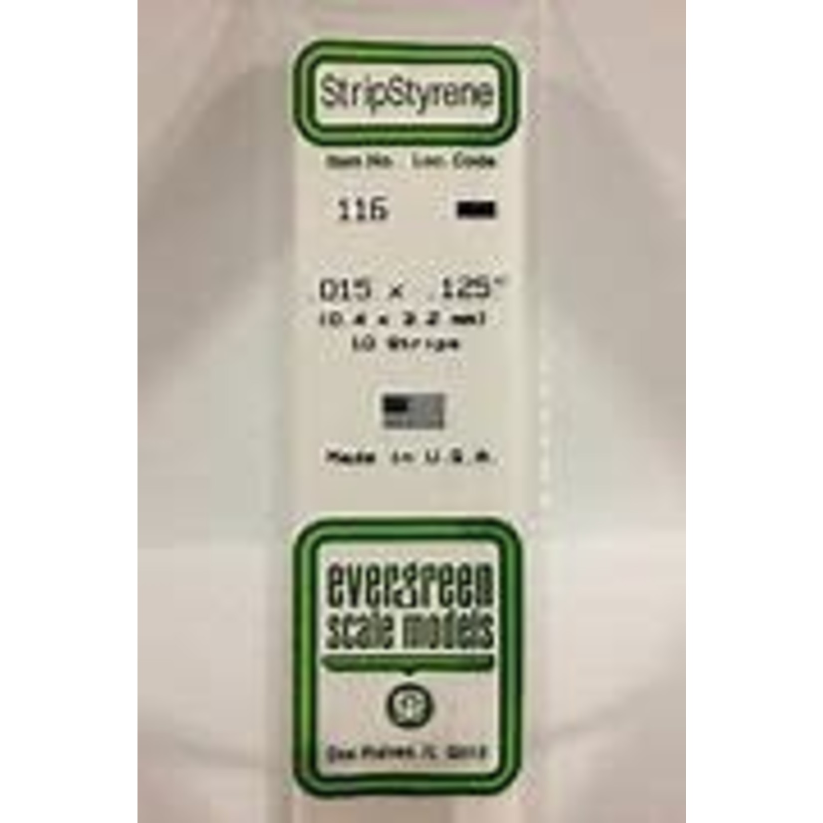 Evergreen Scale Models Evergreen 115 - .015" X .100" OPAQUE WHITE POLYSTYRENE STRIP #116