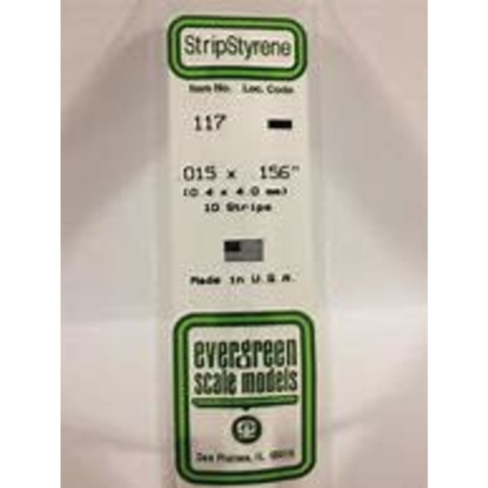 Evergreen Scale Models Evergreen 117 - .015" X .156" OPAQUE WHITE POLYSTYRENE STRIP #117