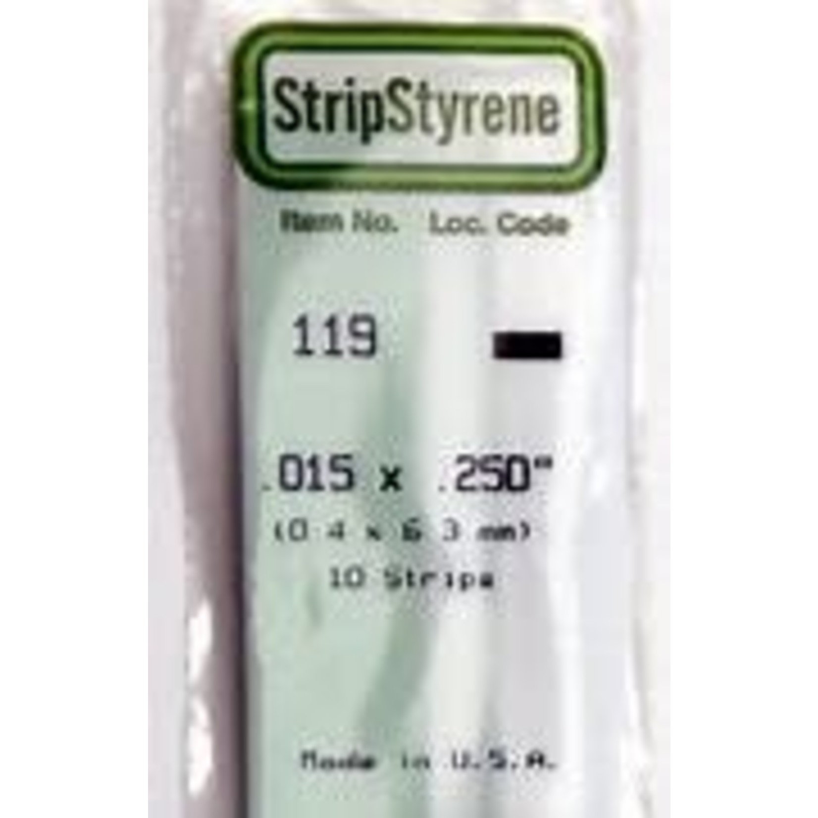 Evergreen Scale Models Evergreen 119 - .015" X .250" OPAQUE WHITE POLYSTYRENE STRIP #119