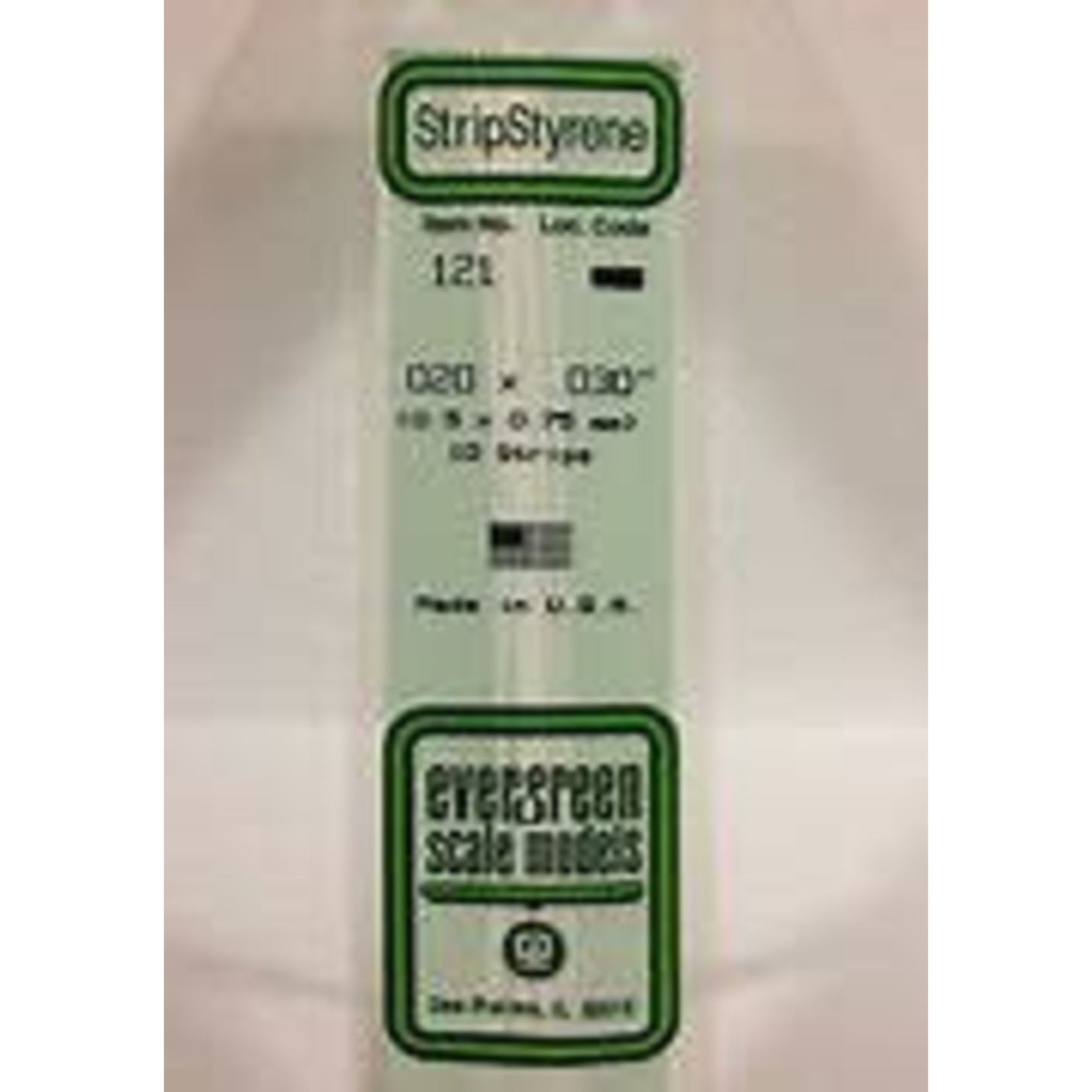 Evergreen Scale Models Evergreen 121 - .020" X .030" OPAQUE WHITE POLYSTYRENE STRIP #121