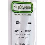 Evergreen Scale Models Evergreen 124 - .020" X .080" OPAQUE WHITE POLYSTYRENE STRIP #124
