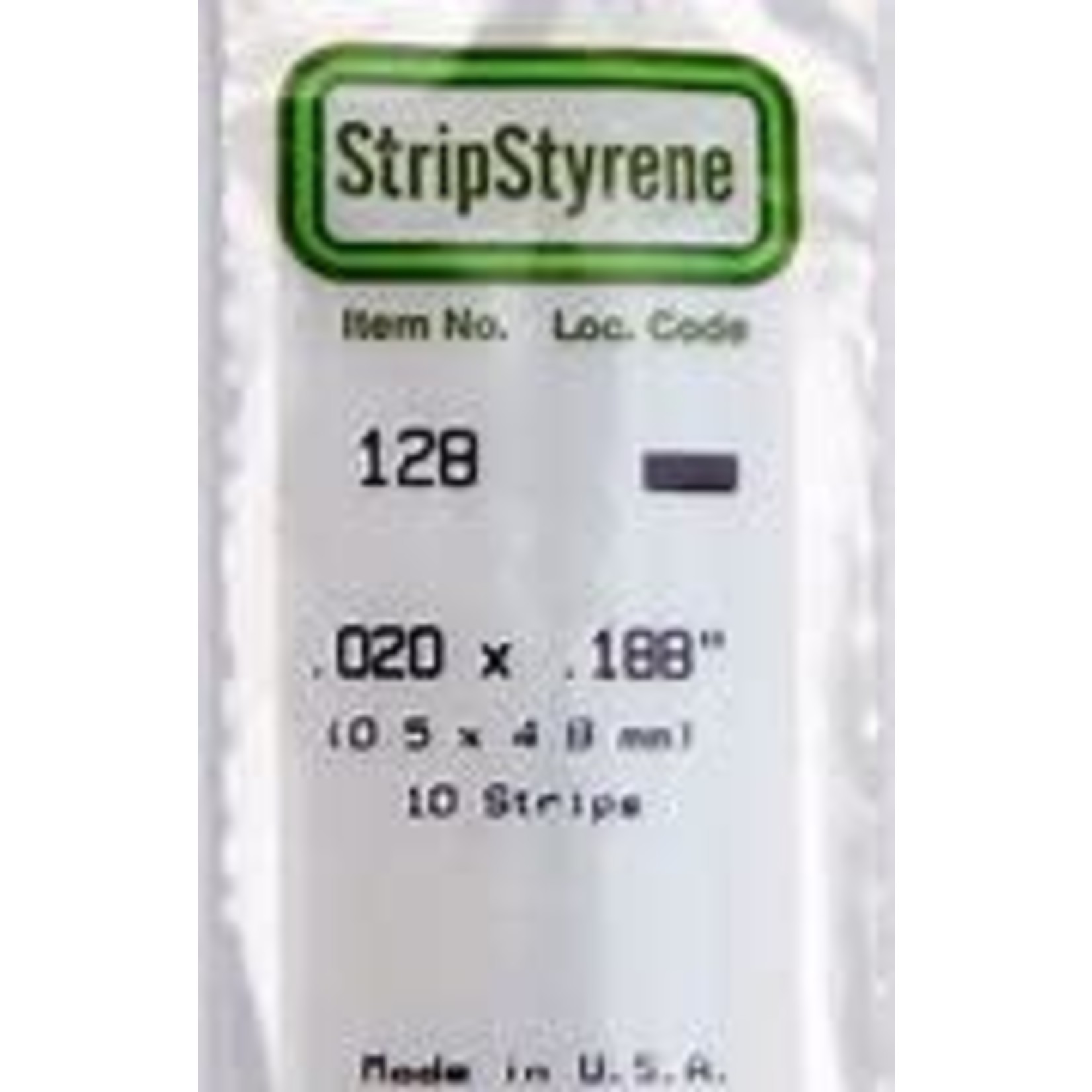 Evergreen Scale Models Evergreen 128 - .020" X .188" OPAQUE WHITE POLYSTYRENE STRIP #128