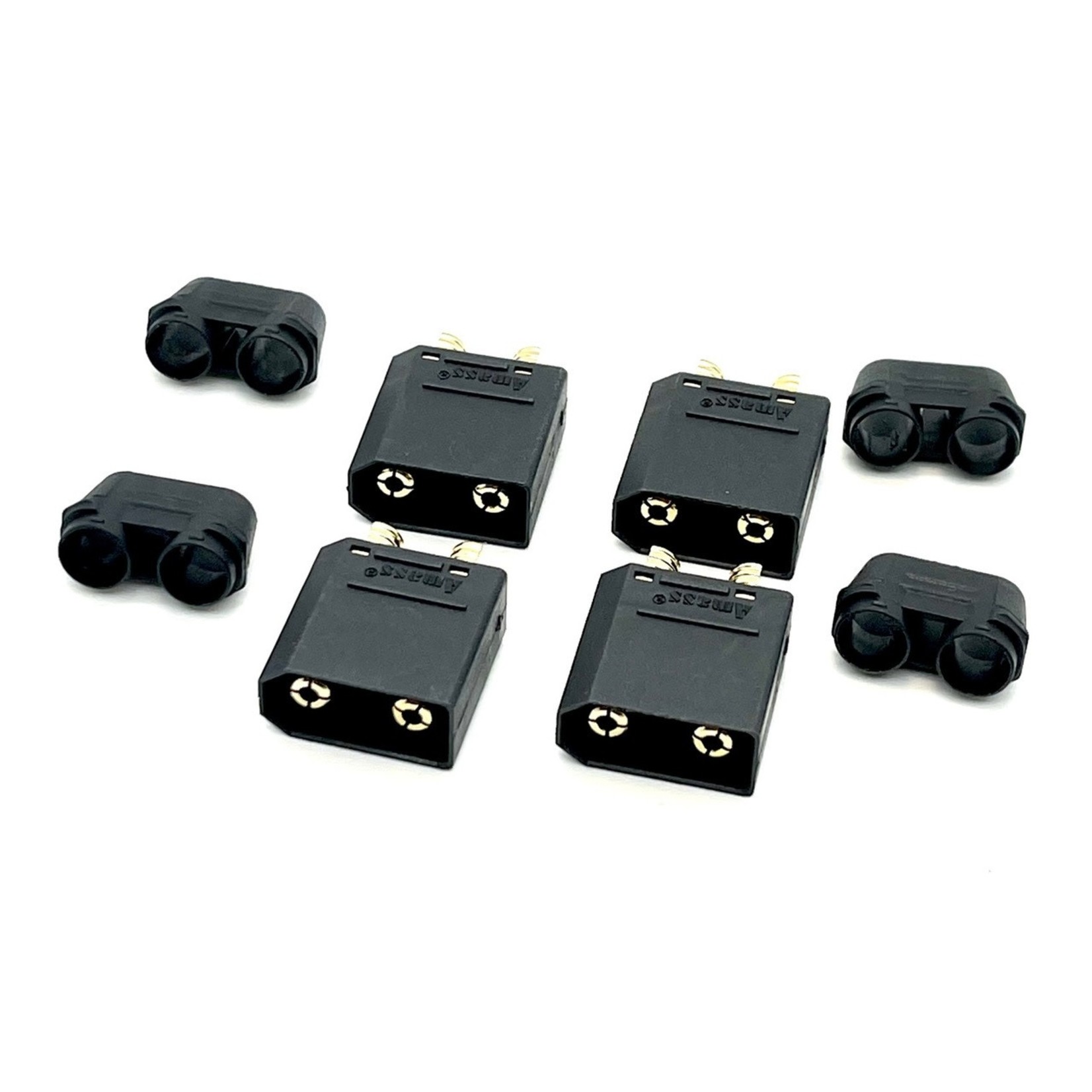 Maclan #MCL4267 Maclan XT90 Connectors, Black, w/4 Male Plugs