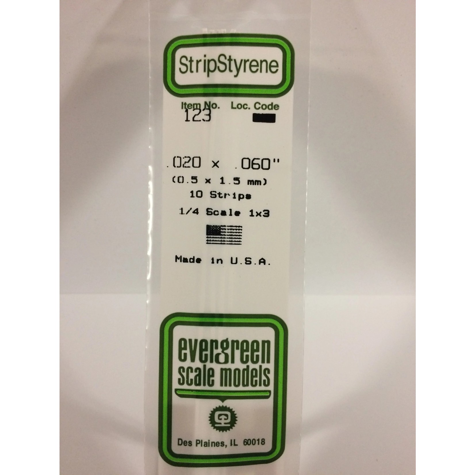 Evergreen Scale Models Evergreen 123 - .020" X .060" OPAQUE WHITE POLYSTYRENE STRIP #123