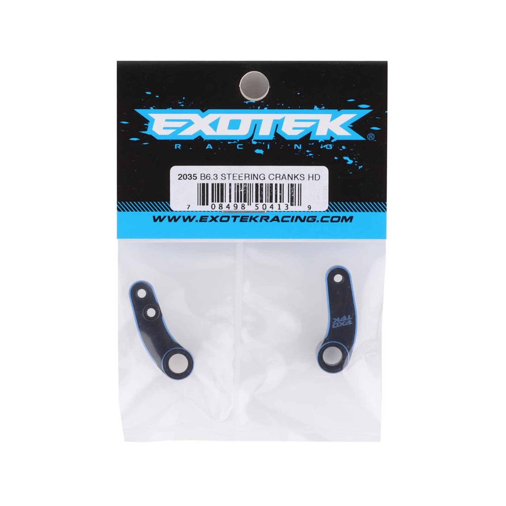 Exotek Exotek B6.3/T6.1/SC6.1 Aluminum Steering Cranks (Black/Blue) (2) #2035
