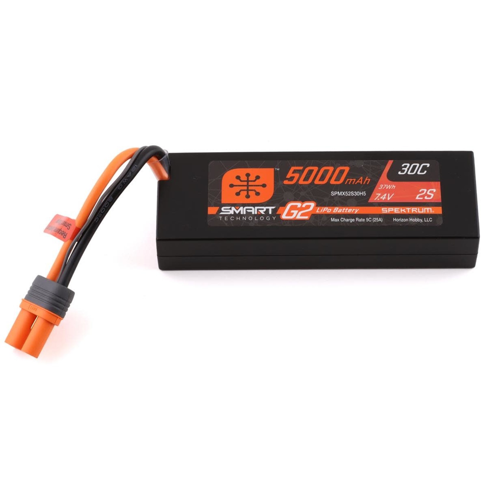 Spektrum #SPMX52S30H5 Spektrum RC 2S Smart LiPo 30C Hard Case Battery Pack (7.4V/5000mAh) w/IC5 Connector